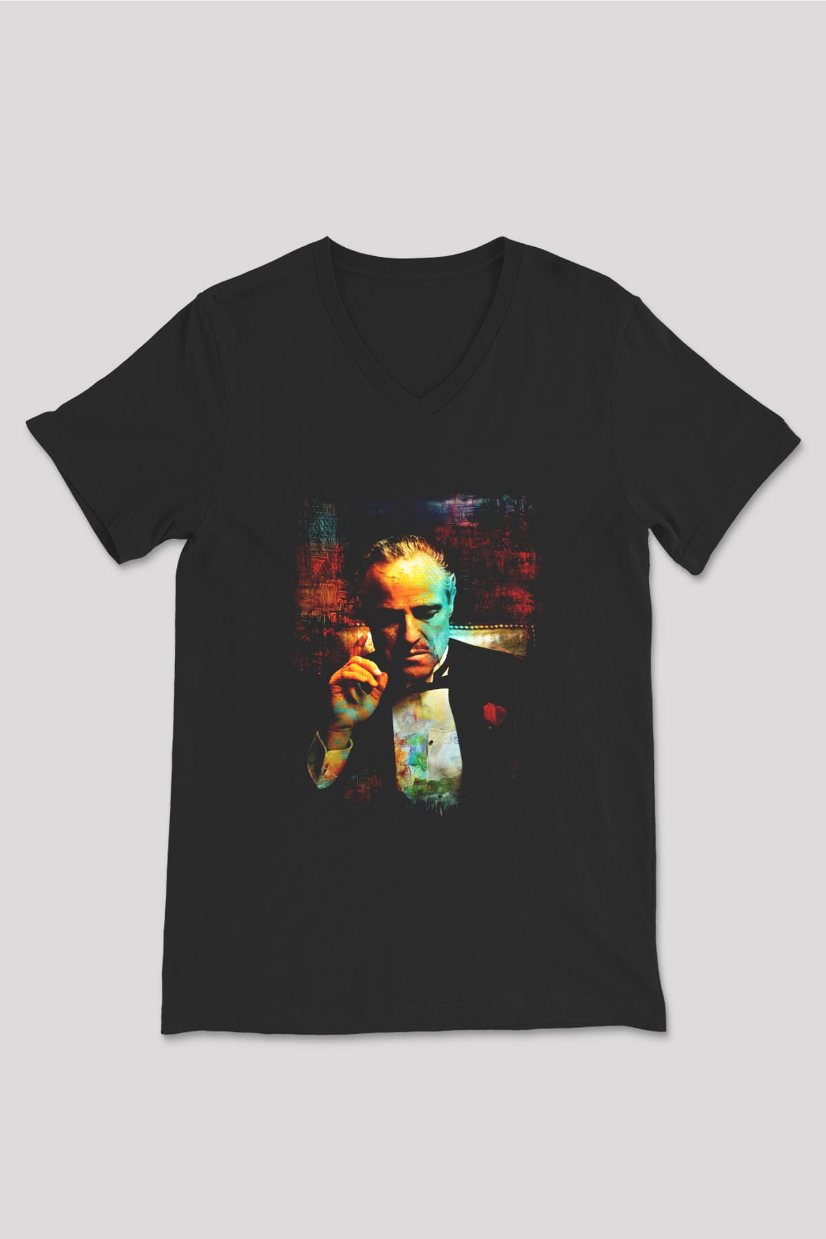 Godfather Siyah Unisex V Yaka Tişört T-Shirt