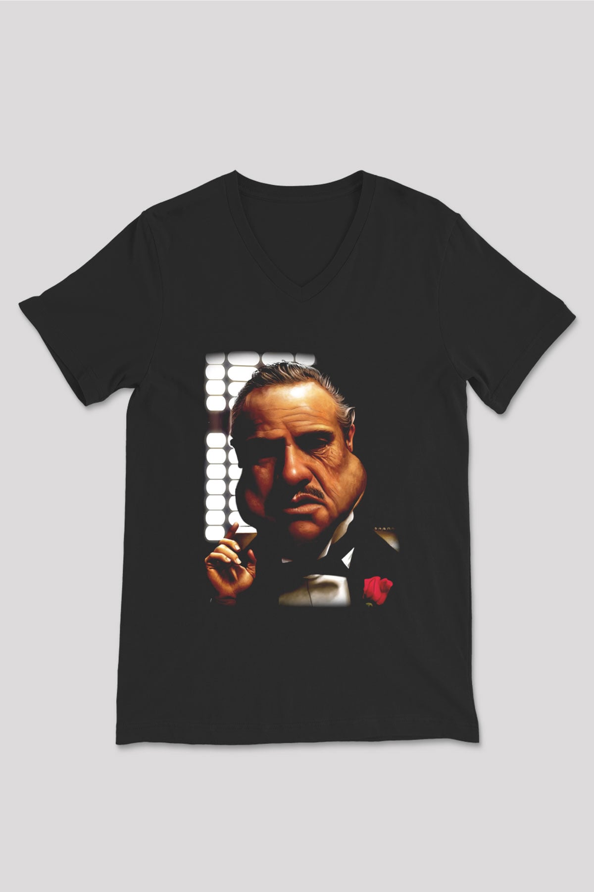 Godfather Siyah Unisex V Yaka Tişört T-Shirt