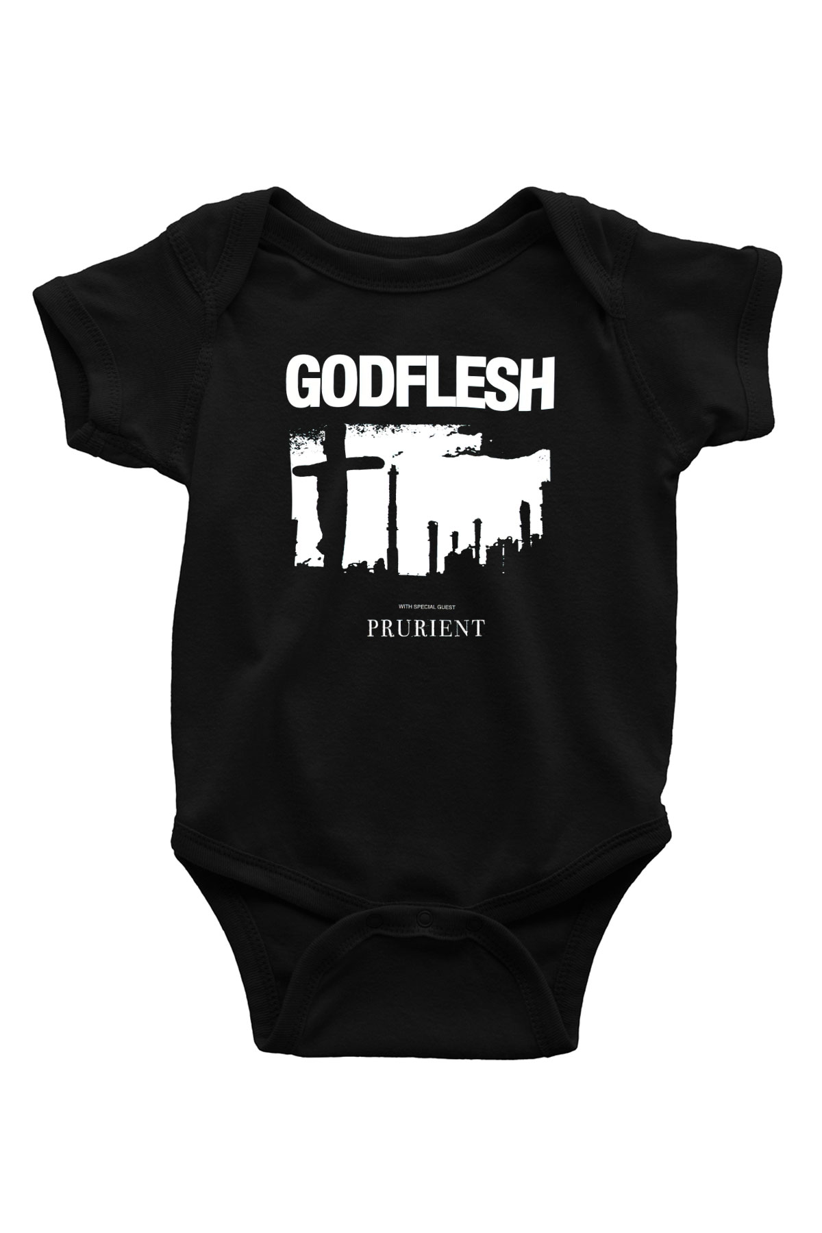 Godflesh Baskılı Siyah Bebek Body - Zıbın