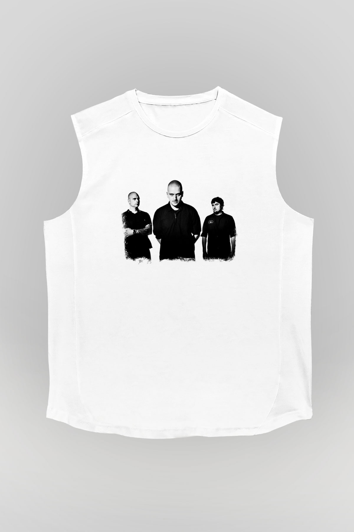 Godflesh Baskılı Unisex Beyaz Kolsuz Tişört