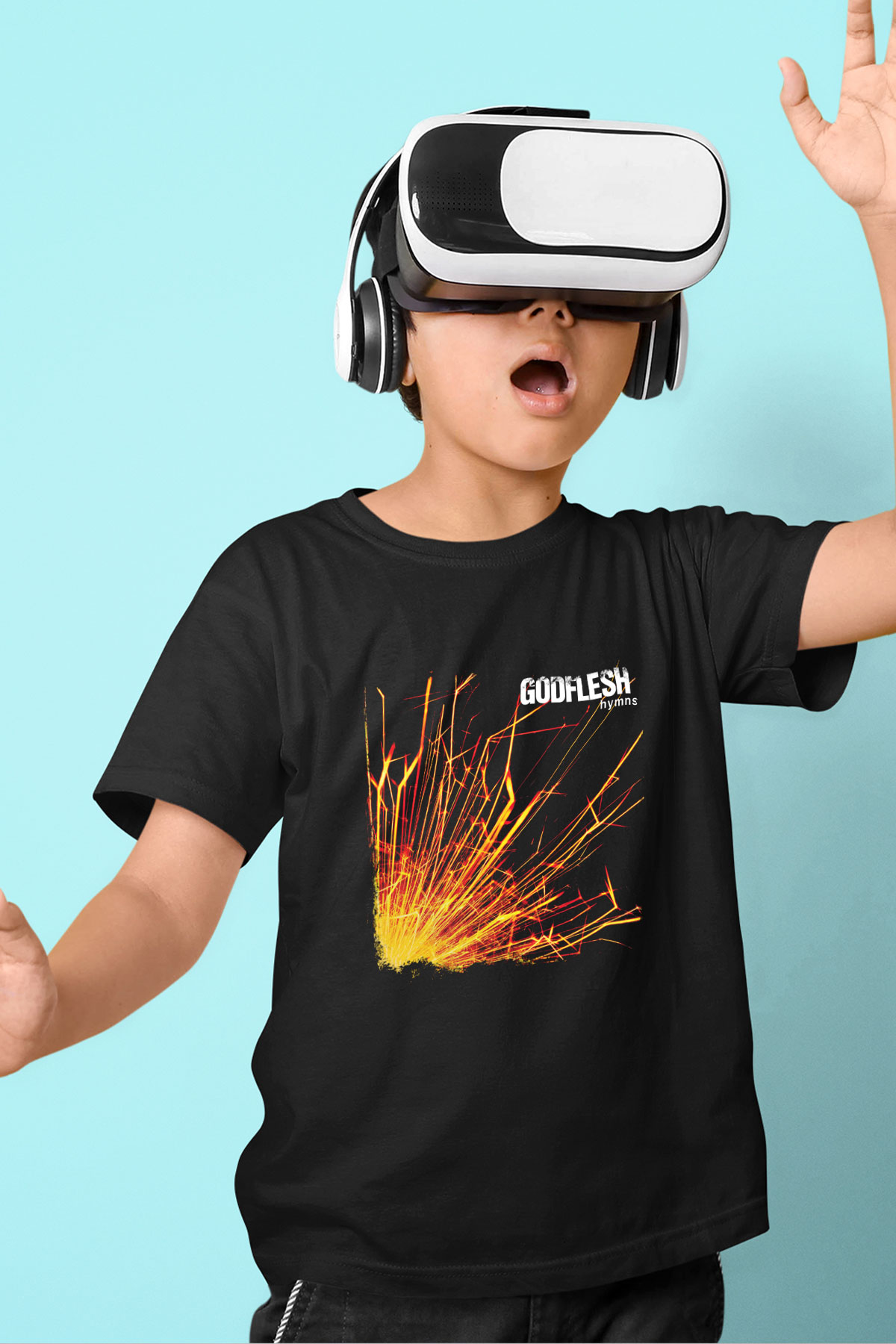 Godflesh Baskılı Unisex Siyah Çocuk Tişört