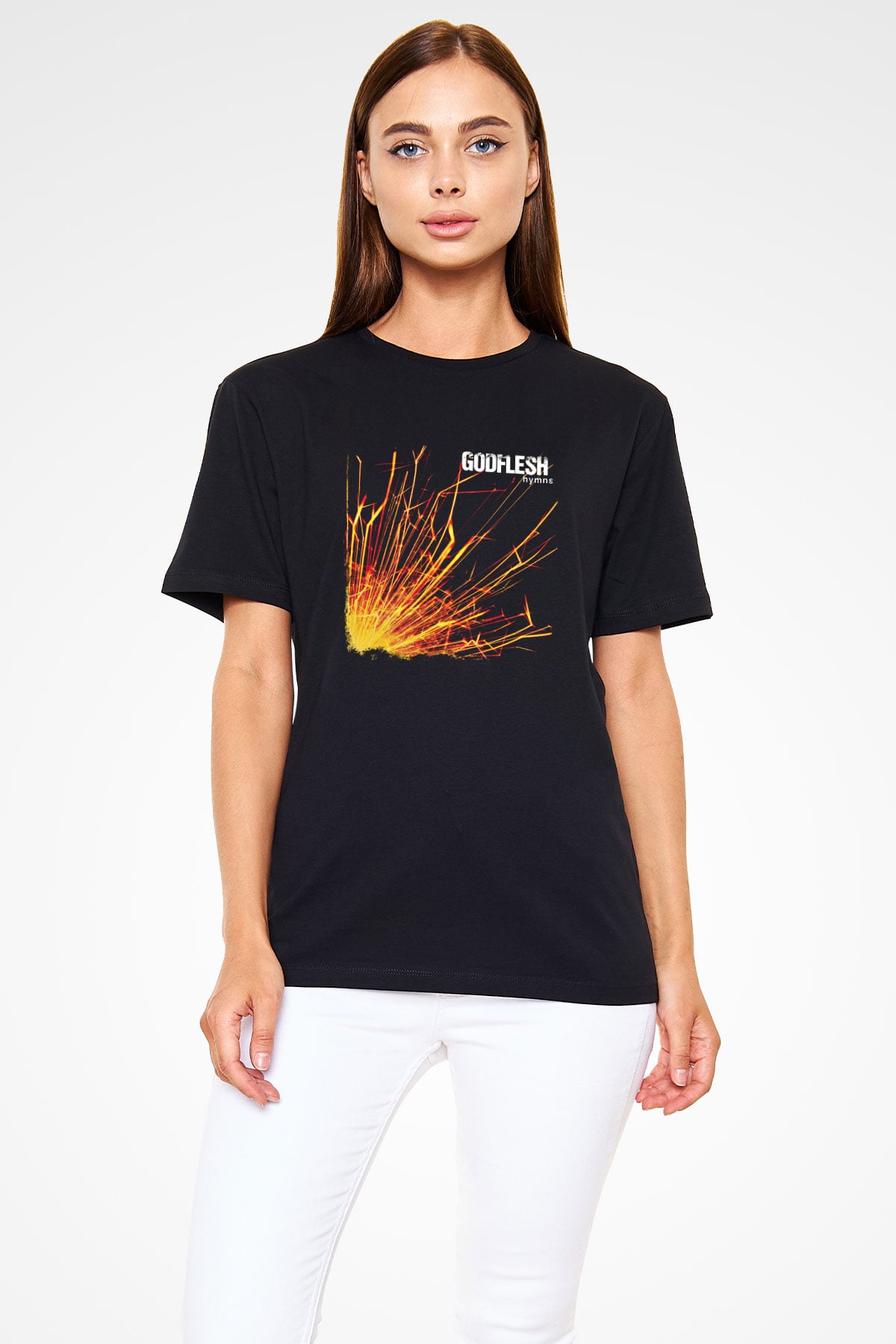 Godflesh Baskılı Unisex Siyah Tişört