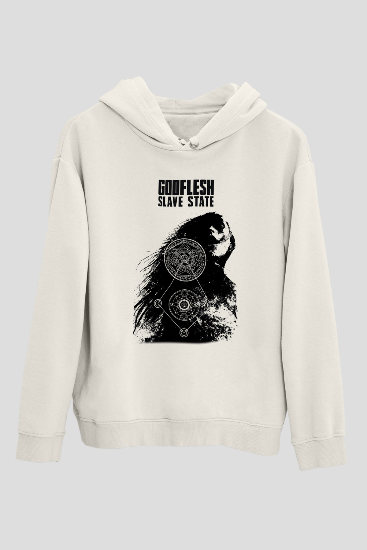 Godflesh Beyaz Unisex Kapşonlu Sweatshirt