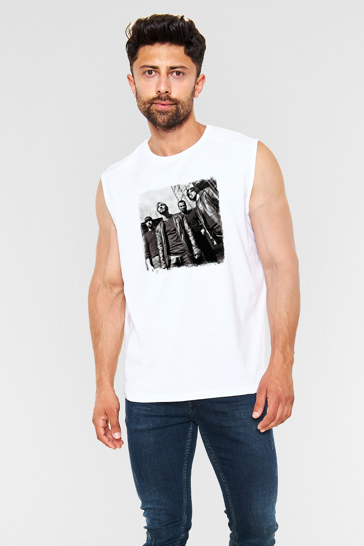 Godsmack Baskılı Unisex Beyaz Kolsuz Tişört