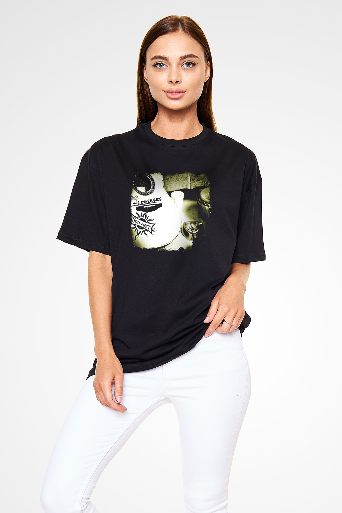 Godsmack Baskılı Unisex Siyah Oversize Tişört
