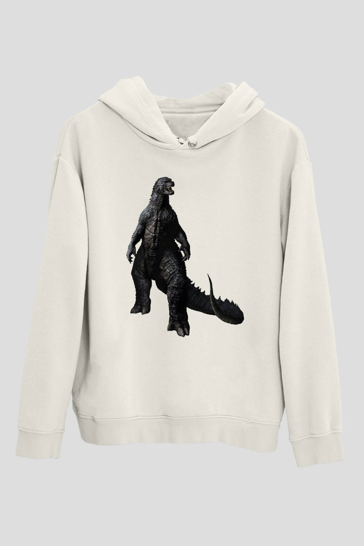 Godzilla Beyaz Unisex Hoodie
