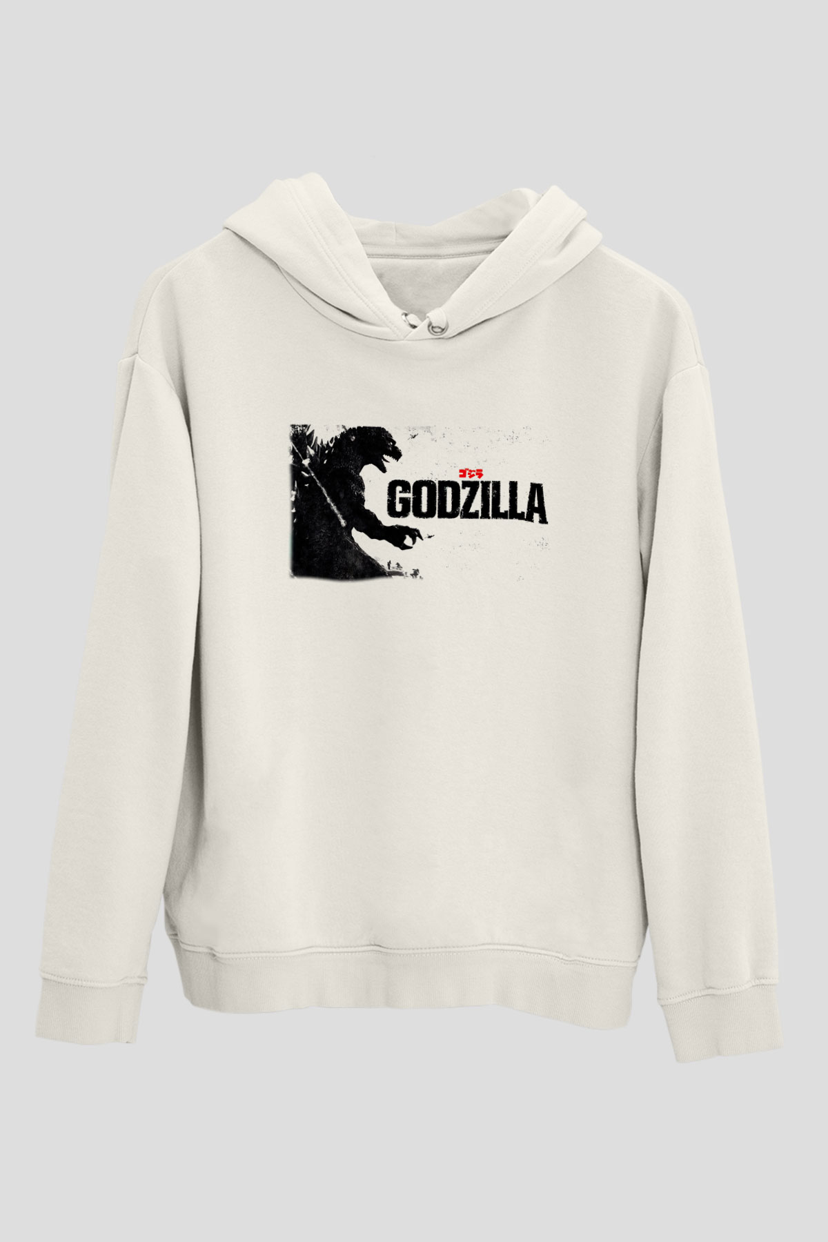 Godzilla Beyaz Unisex Hoodie