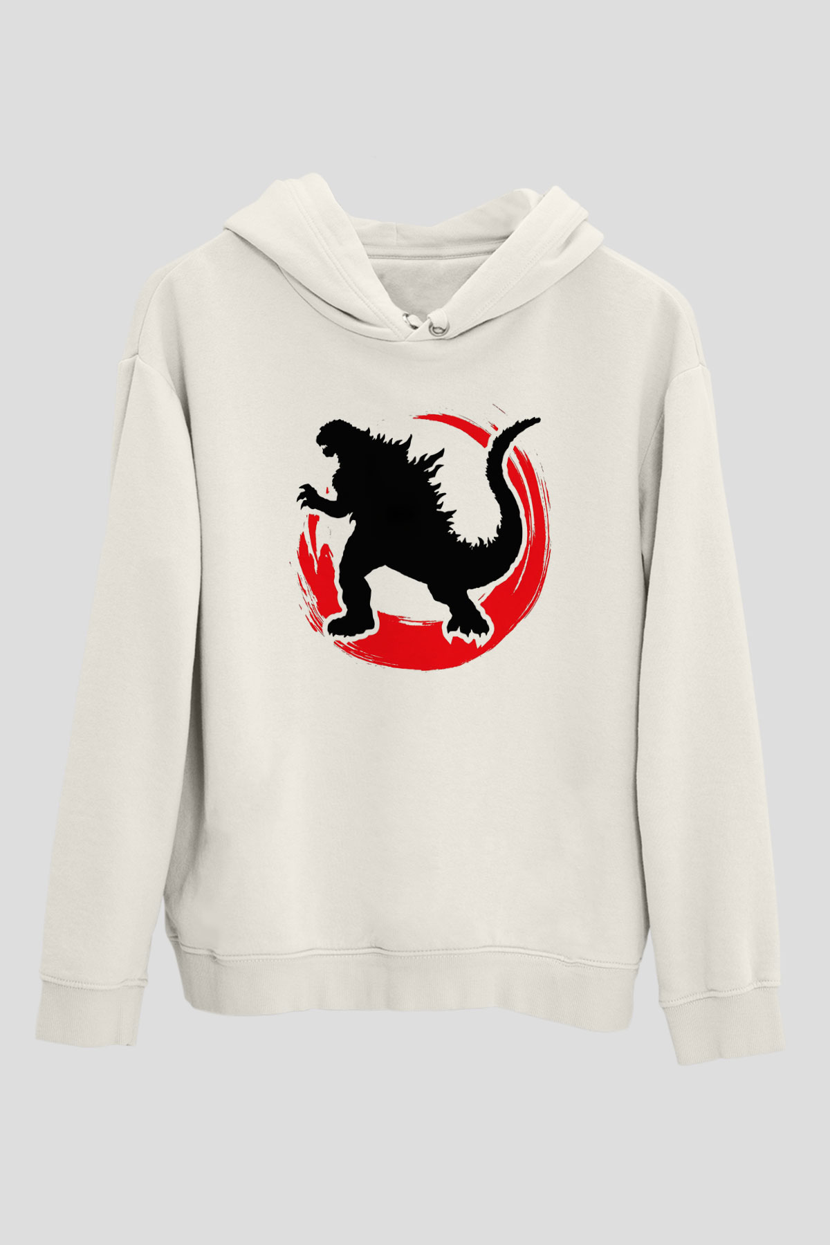 Godzilla Beyaz Unisex Hoodie