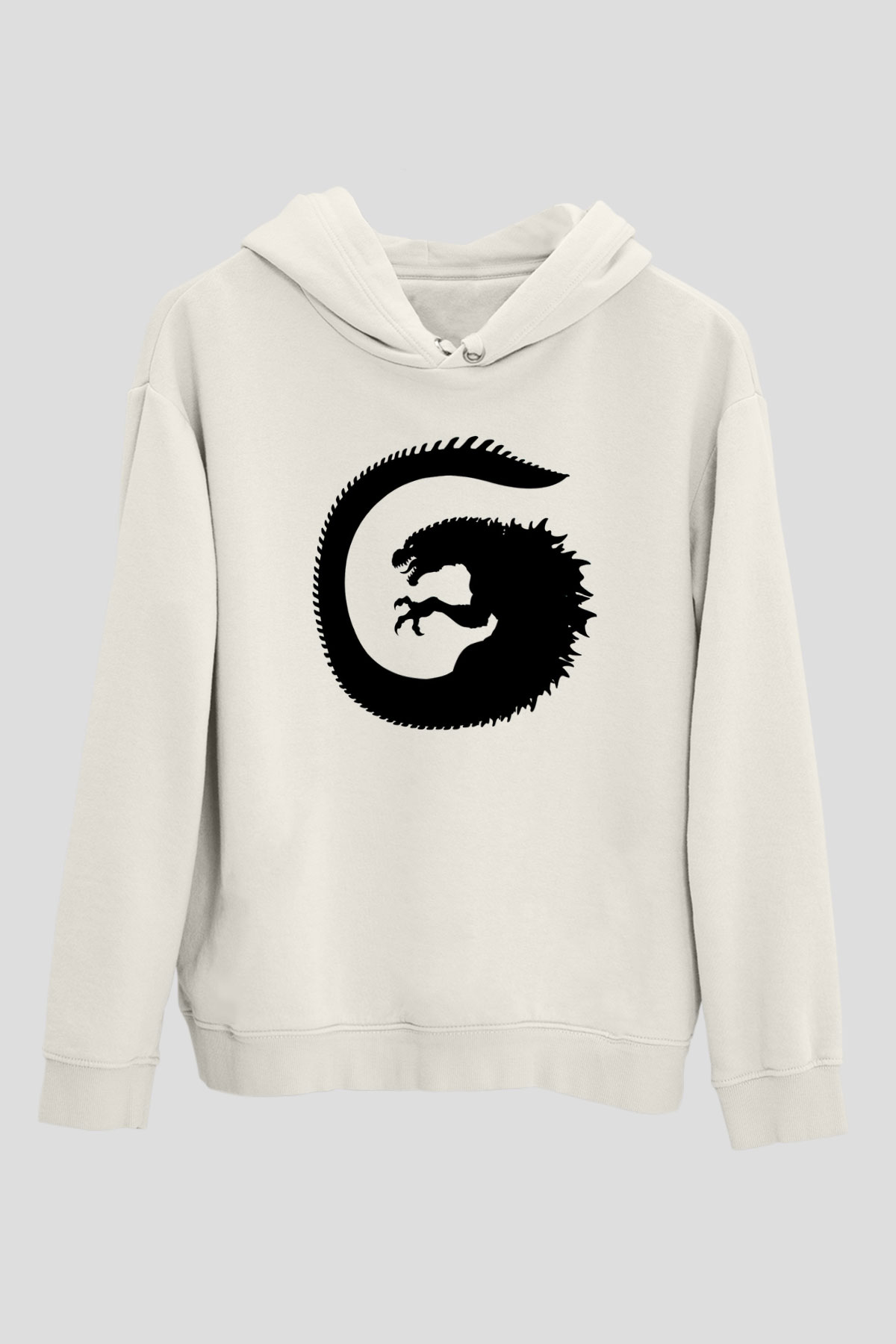 Godzilla Beyaz Unisex Hoodie