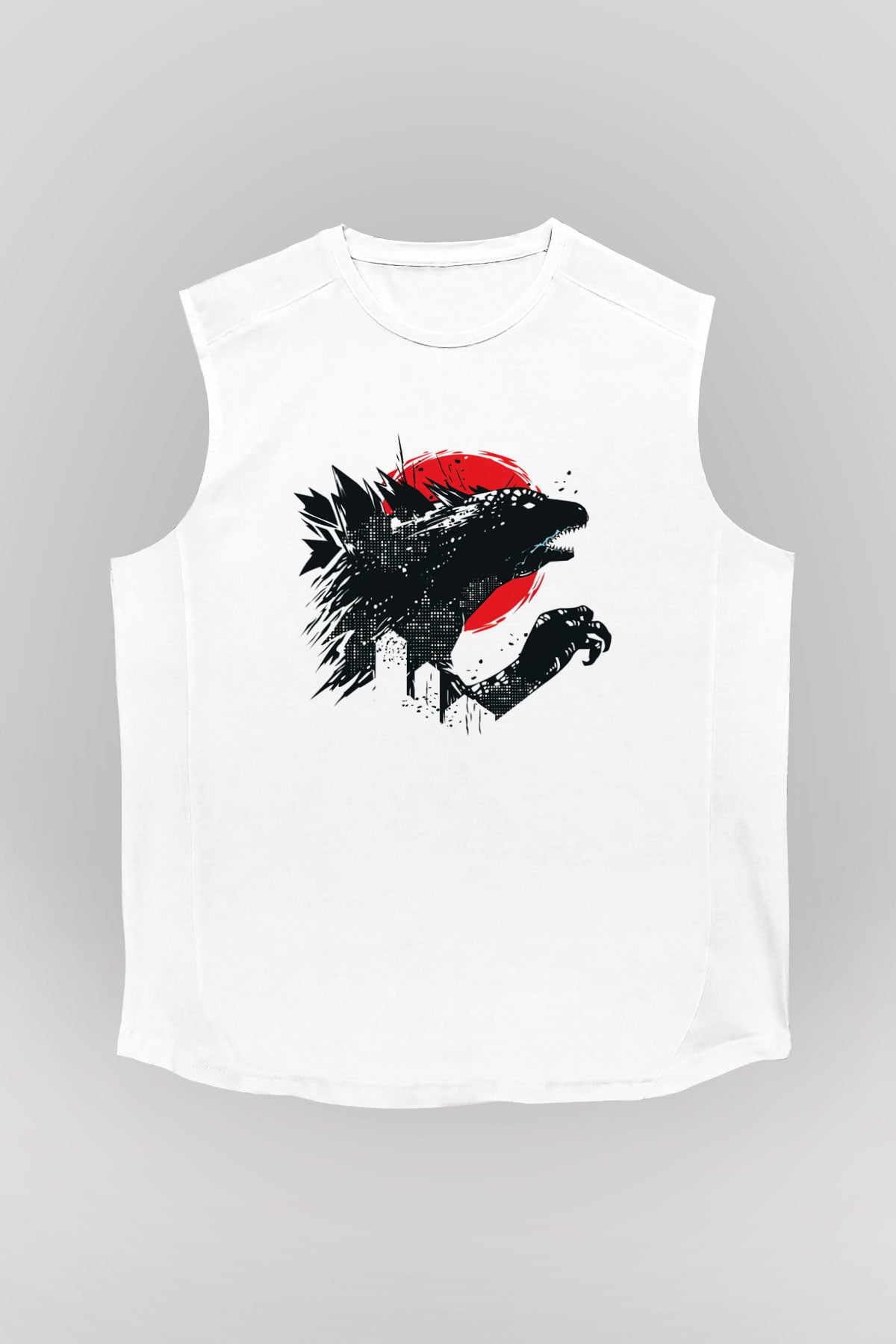 Godzilla Beyaz Unisex Kolsuz Tişört