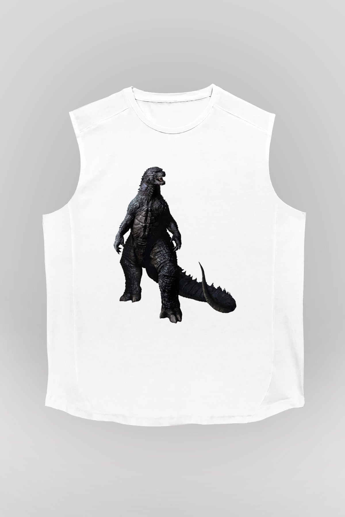 Godzilla Beyaz Unisex Kolsuz Tişört