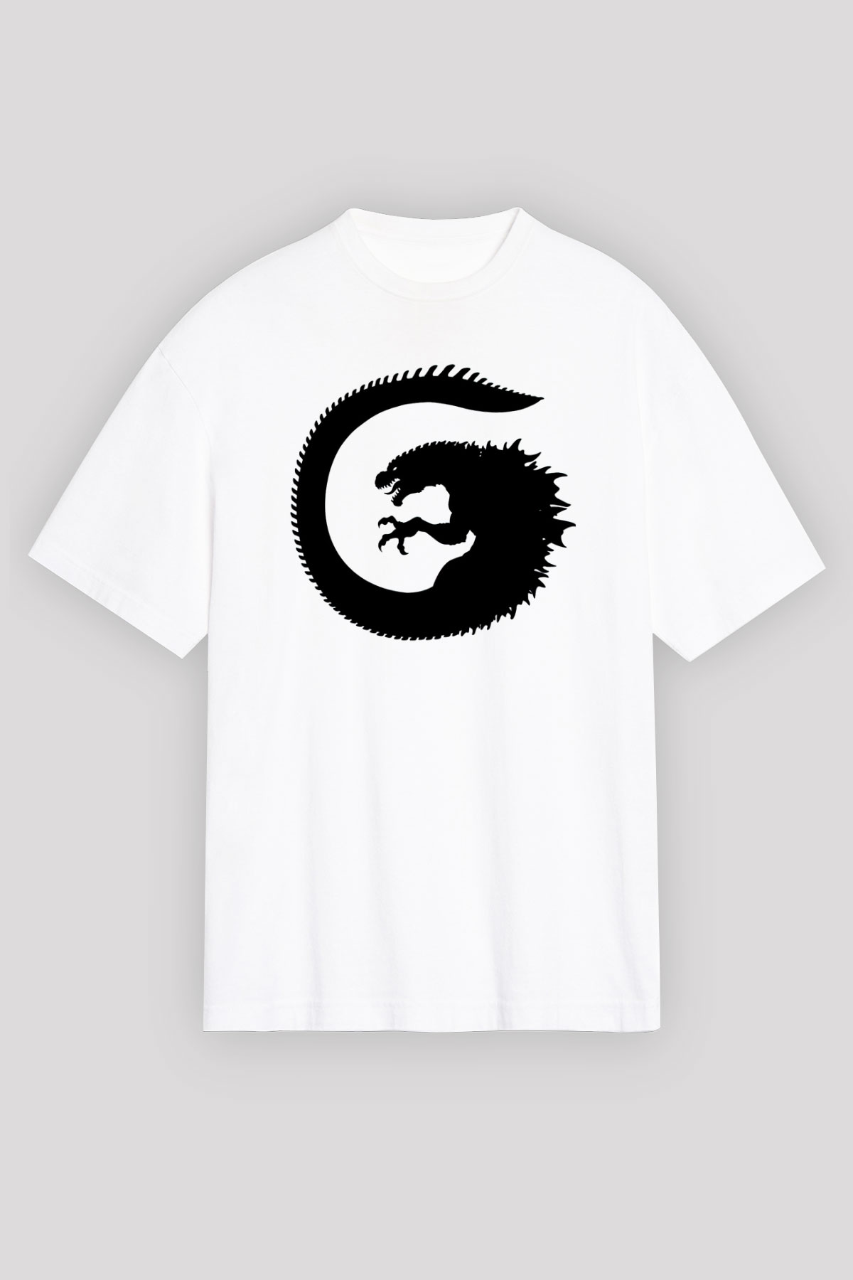 Godzilla Beyaz Unisex Oversize Tişört T-Shirt
