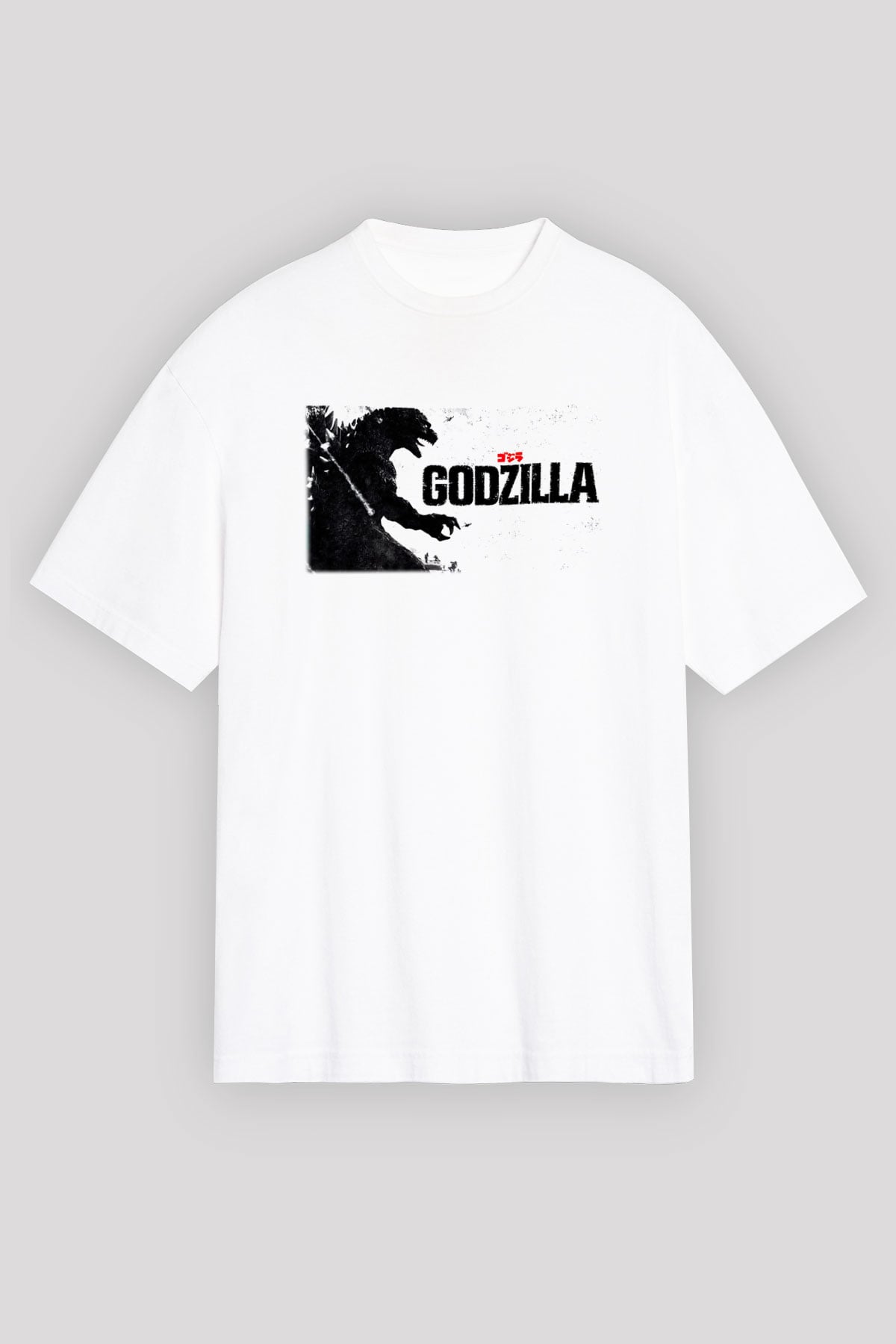 Godzilla Beyaz Unisex Oversize Tişört T-Shirt