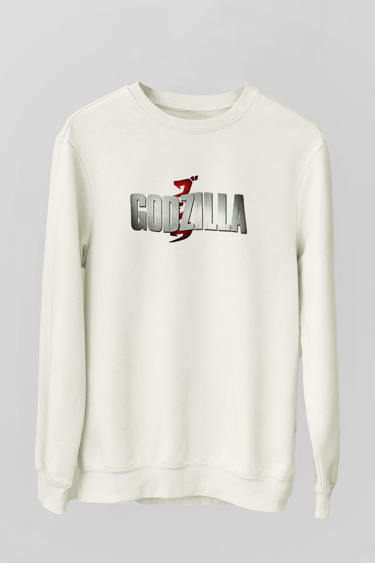 Godzilla Beyaz Unisex Sweatshirt