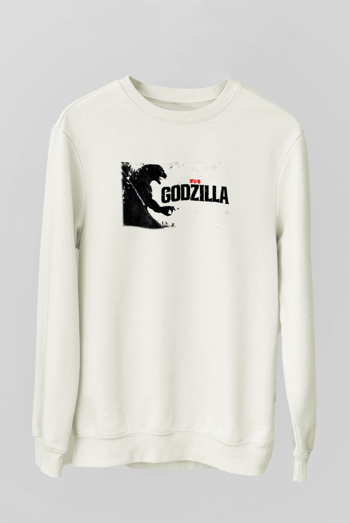 Godzilla Beyaz Unisex Sweatshirt