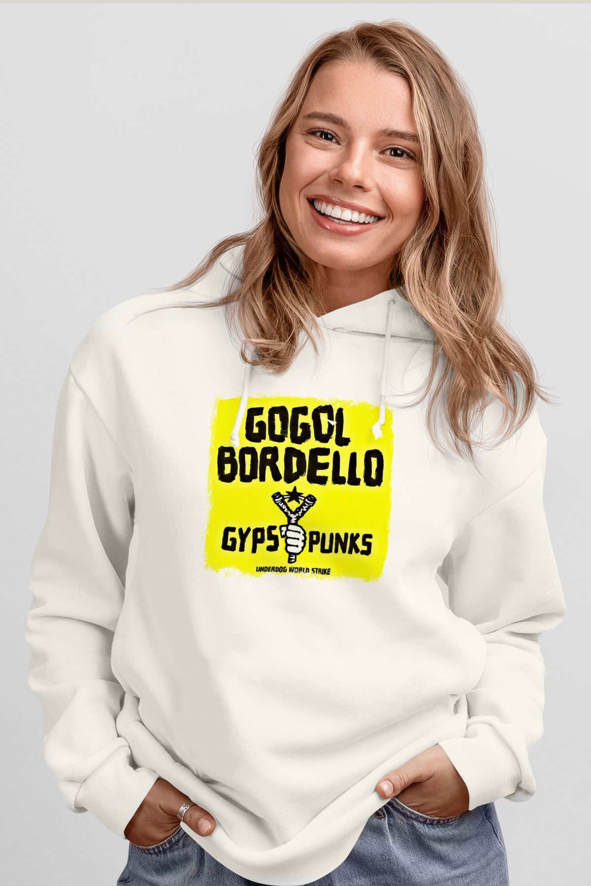 Gogol Bordello Baskılı Unisex Beyaz Hoodie