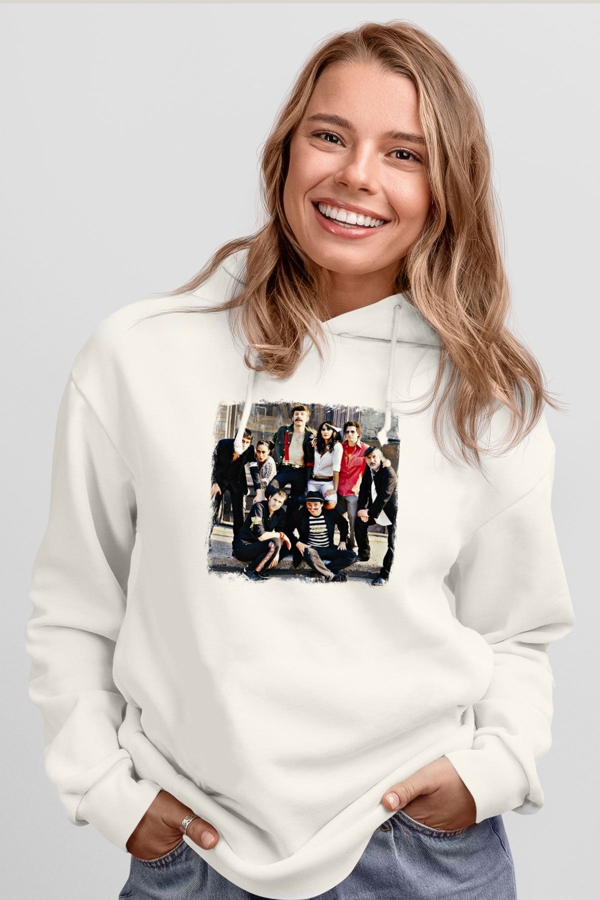 Gogol Bordello Baskılı Unisex Beyaz Hoodie