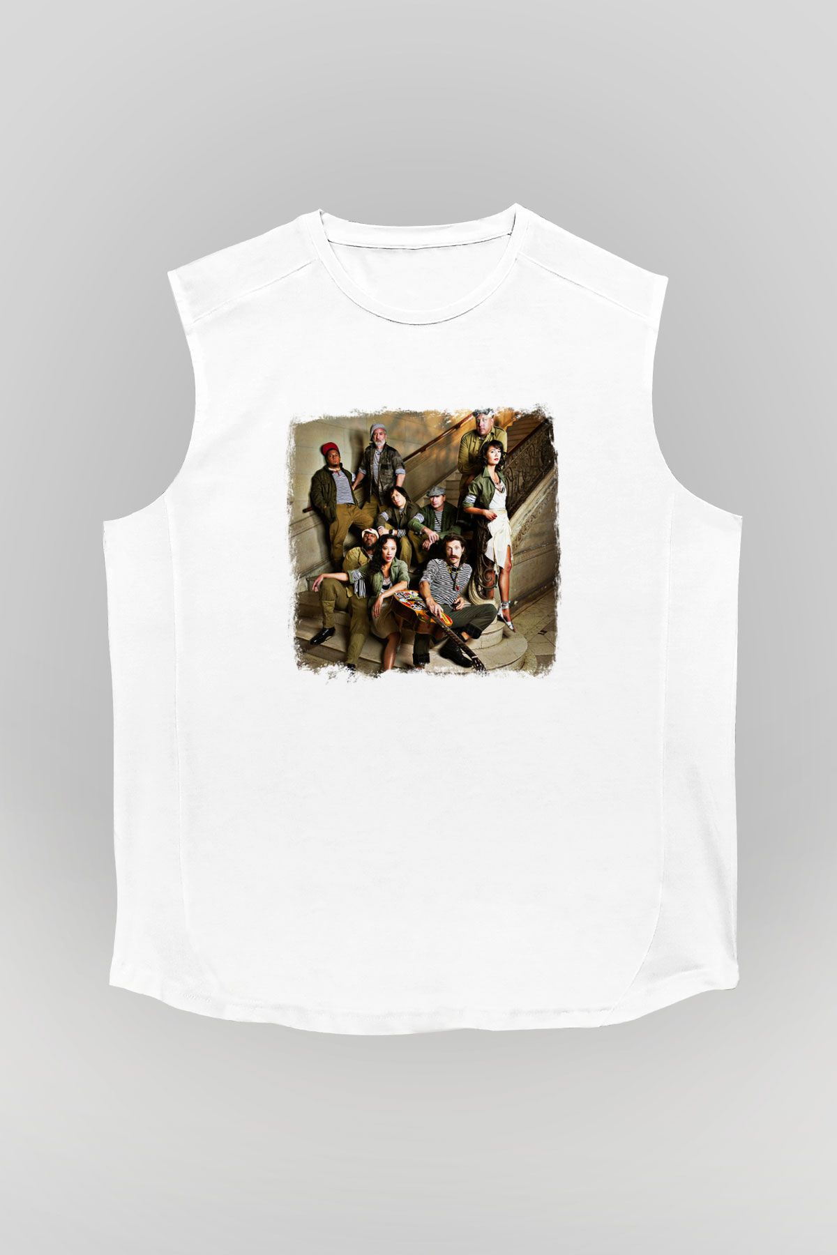 Gogol Bordello Baskılı Unisex Beyaz Kolsuz Tişört
