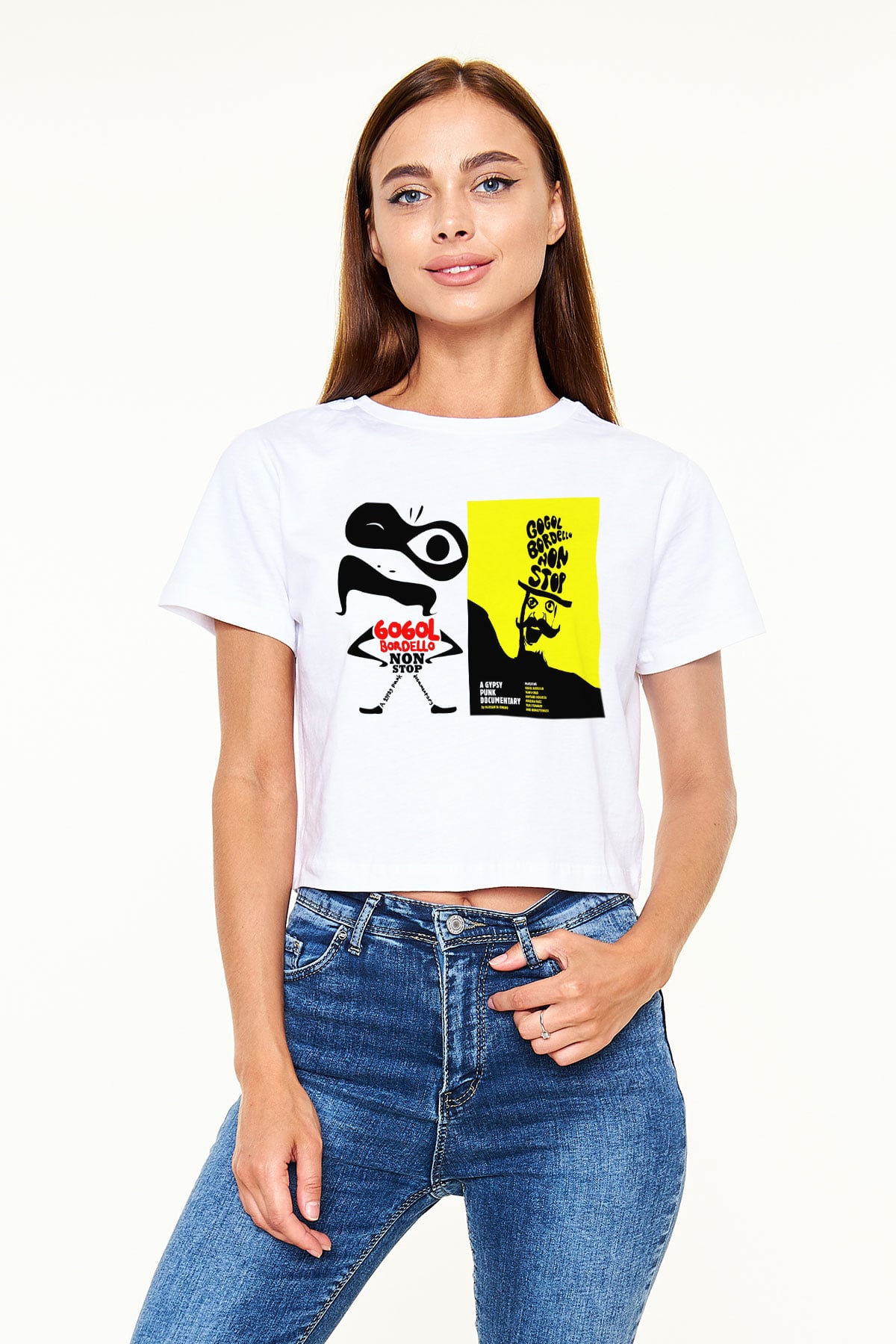 Gogol Bordello Beyaz Croptop Tişört