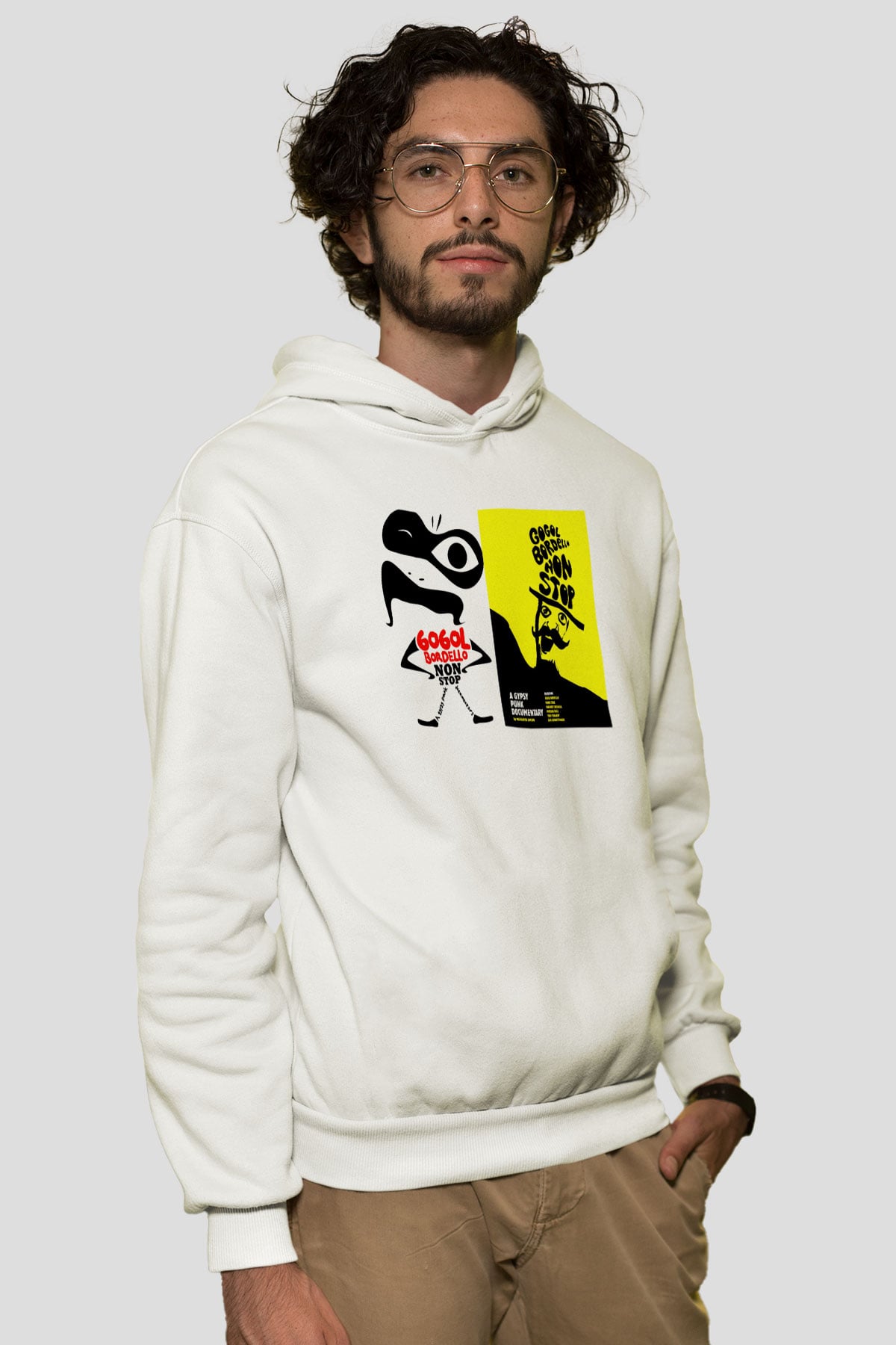 Gogol Bordello Beyaz Unisex Kapşonlu Sweatshirt