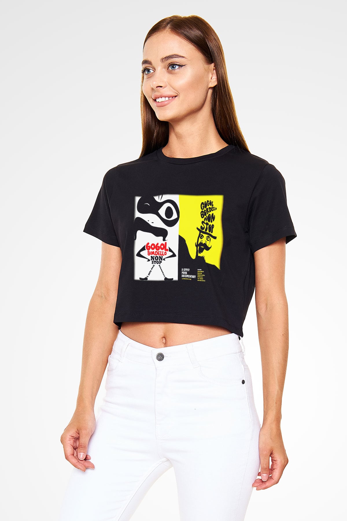 Gogol Bordello Siyah Crop Top Tişört