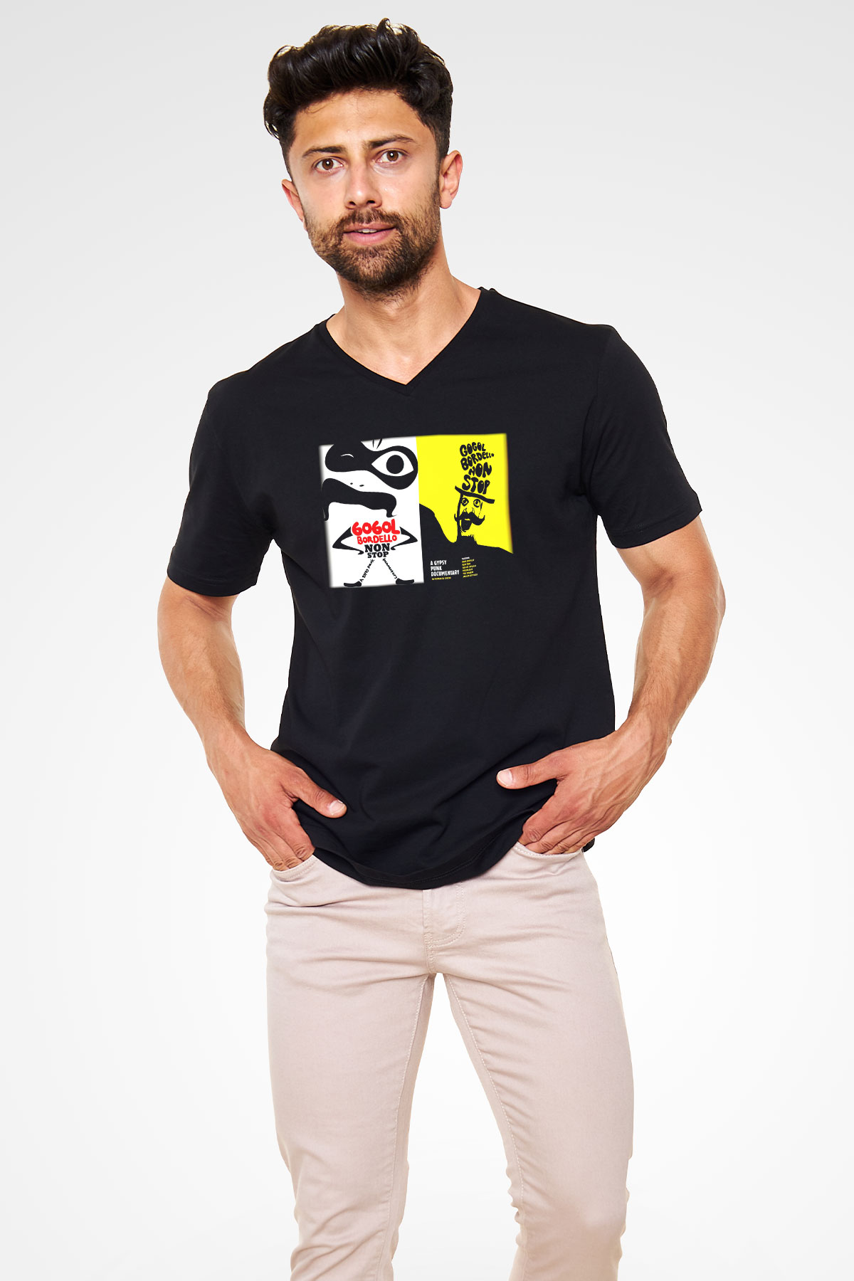 Gogol Bordello Siyah Unisex V Yaka Tişört T-Shirt