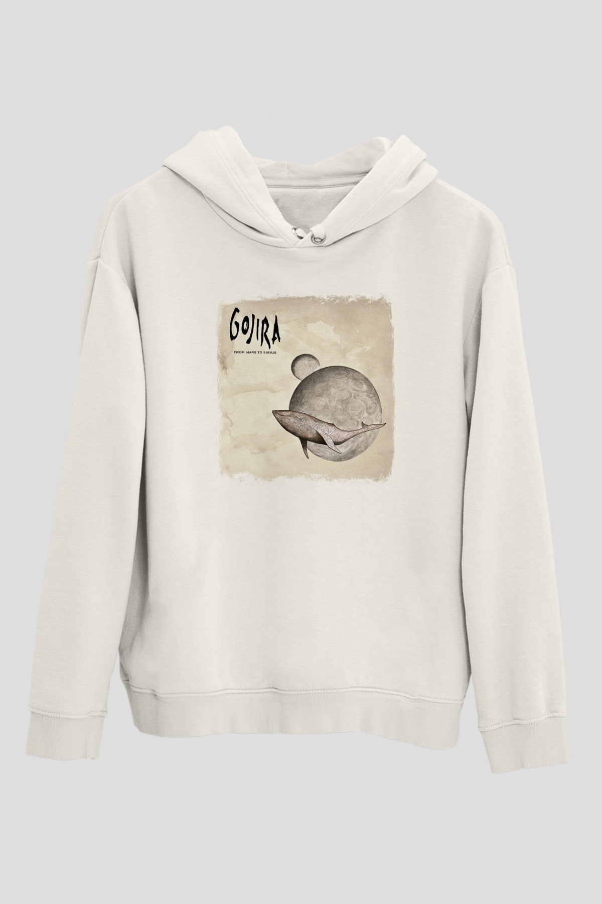 Gojira Baskılı Unisex Beyaz Hoodie