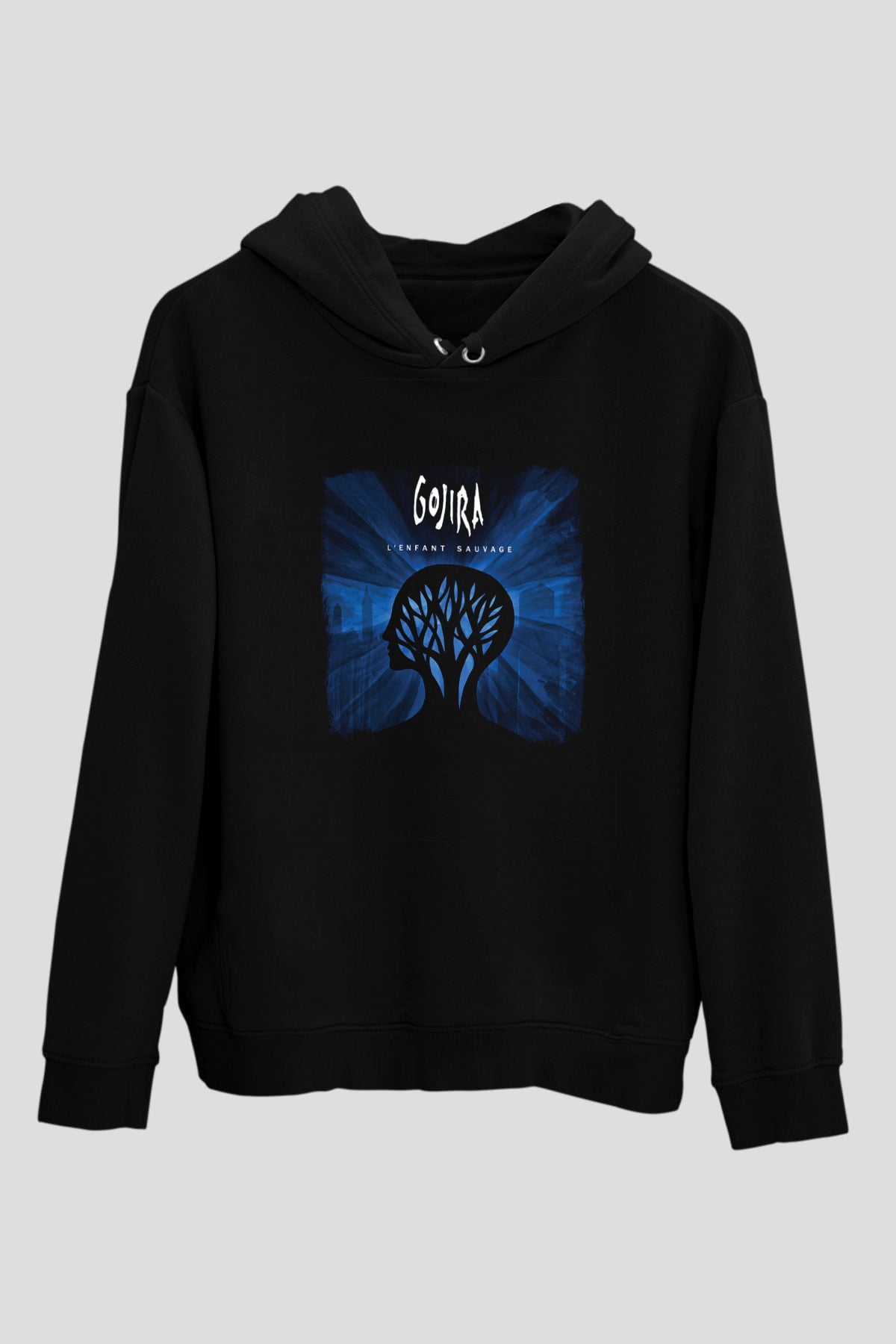 Gojira Baskılı Unisex Siyah Hoodie