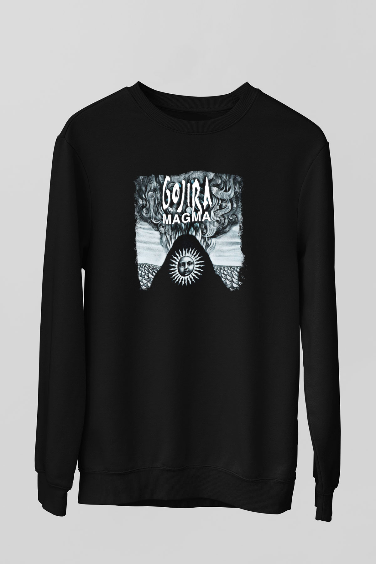Gojira Baskılı Unisex Siyah Sweatshirt