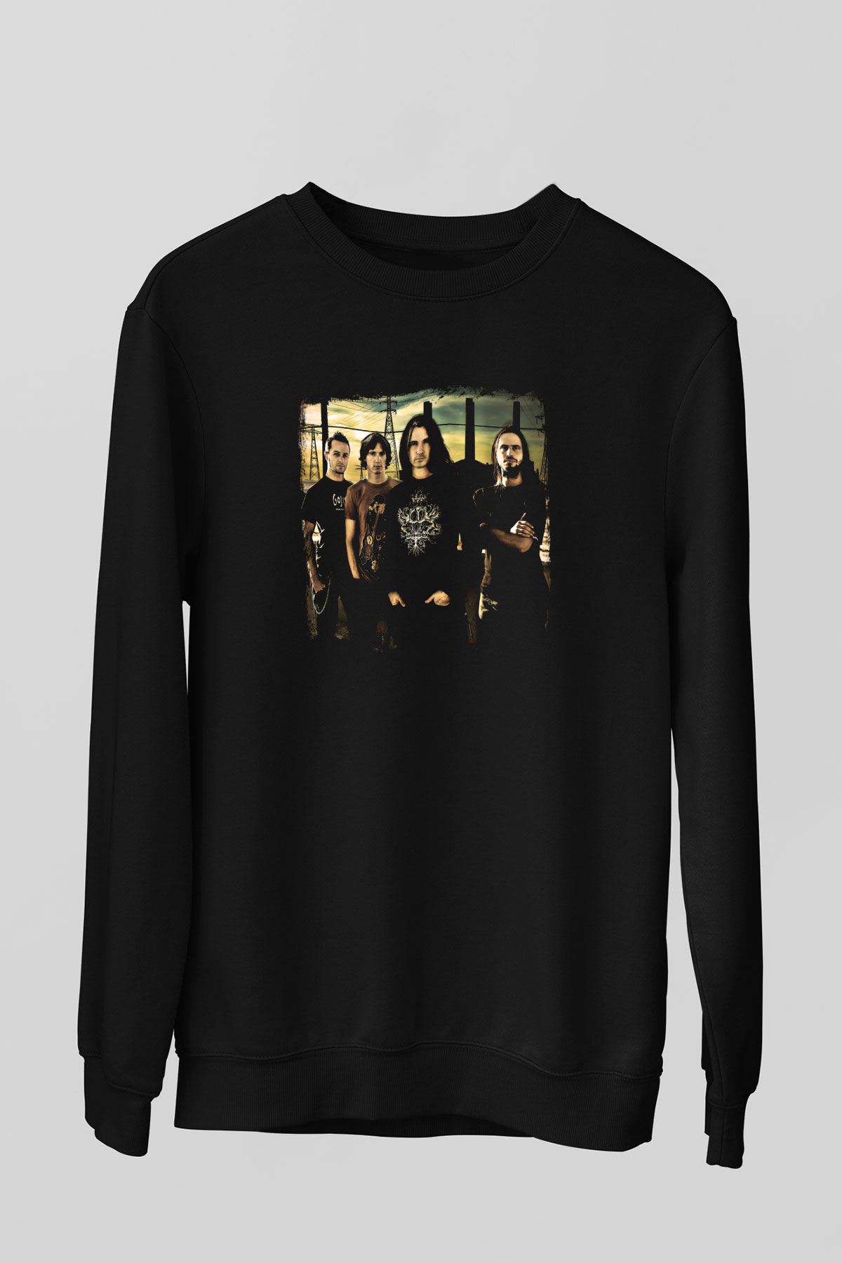 Gojira Baskılı Unisex Siyah Sweatshirt