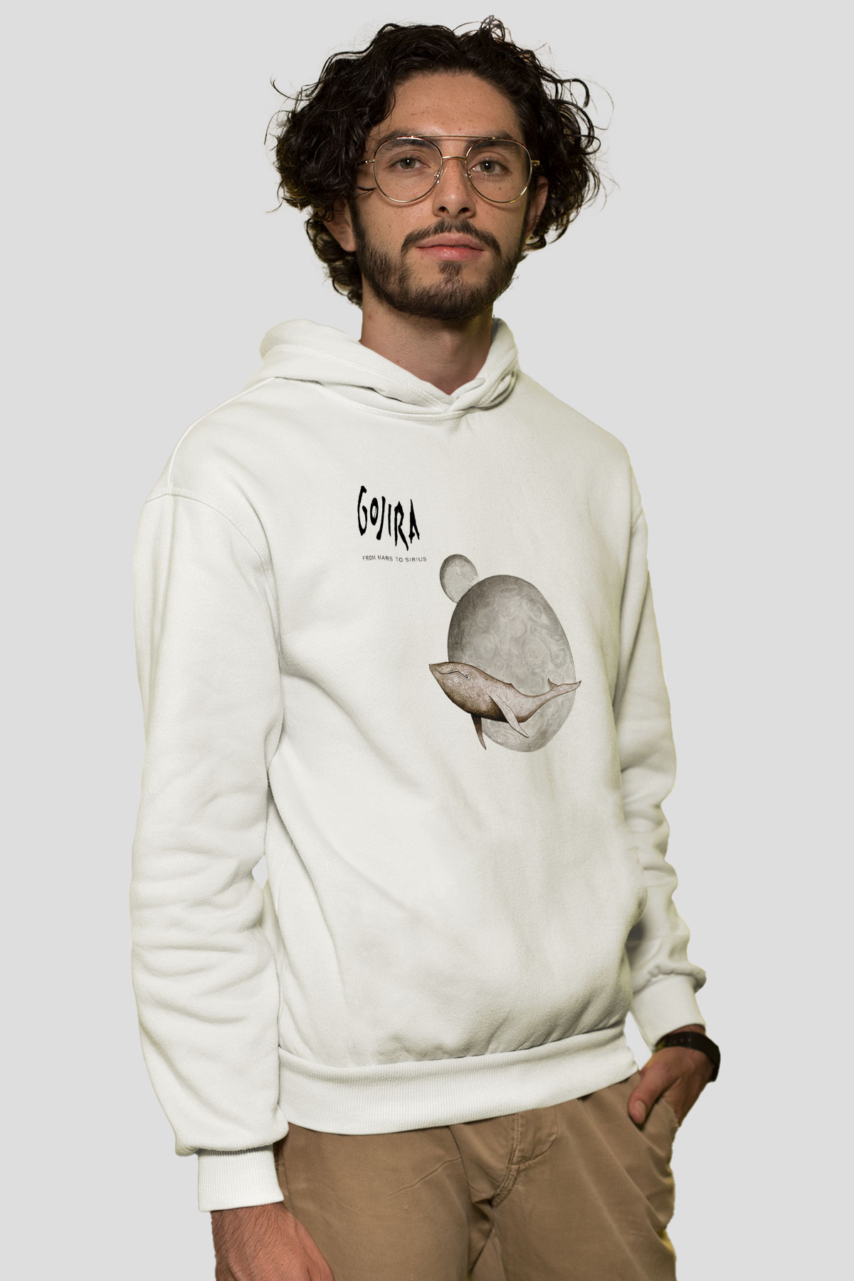 Gojira Beyaz Unisex Kapşonlu Sweatshirt