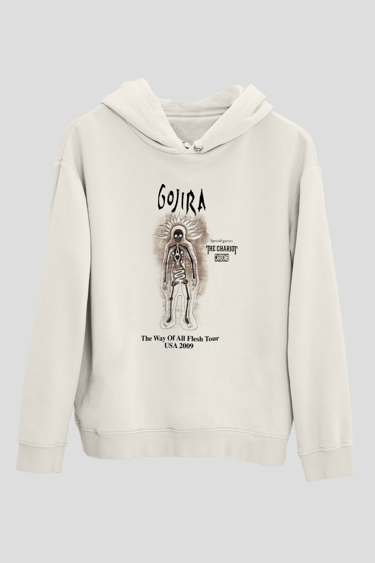 Gojira Beyaz Unisex Kapşonlu Sweatshirt