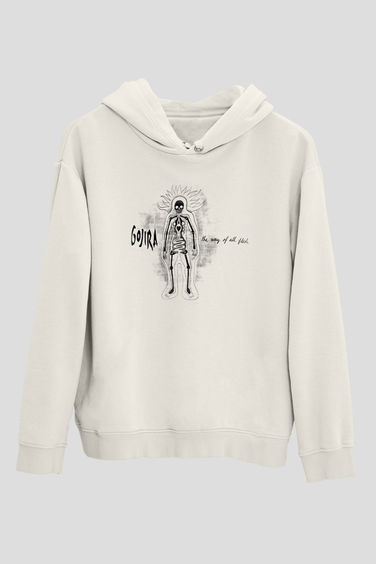 Gojira Beyaz Unisex Kapşonlu Sweatshirt