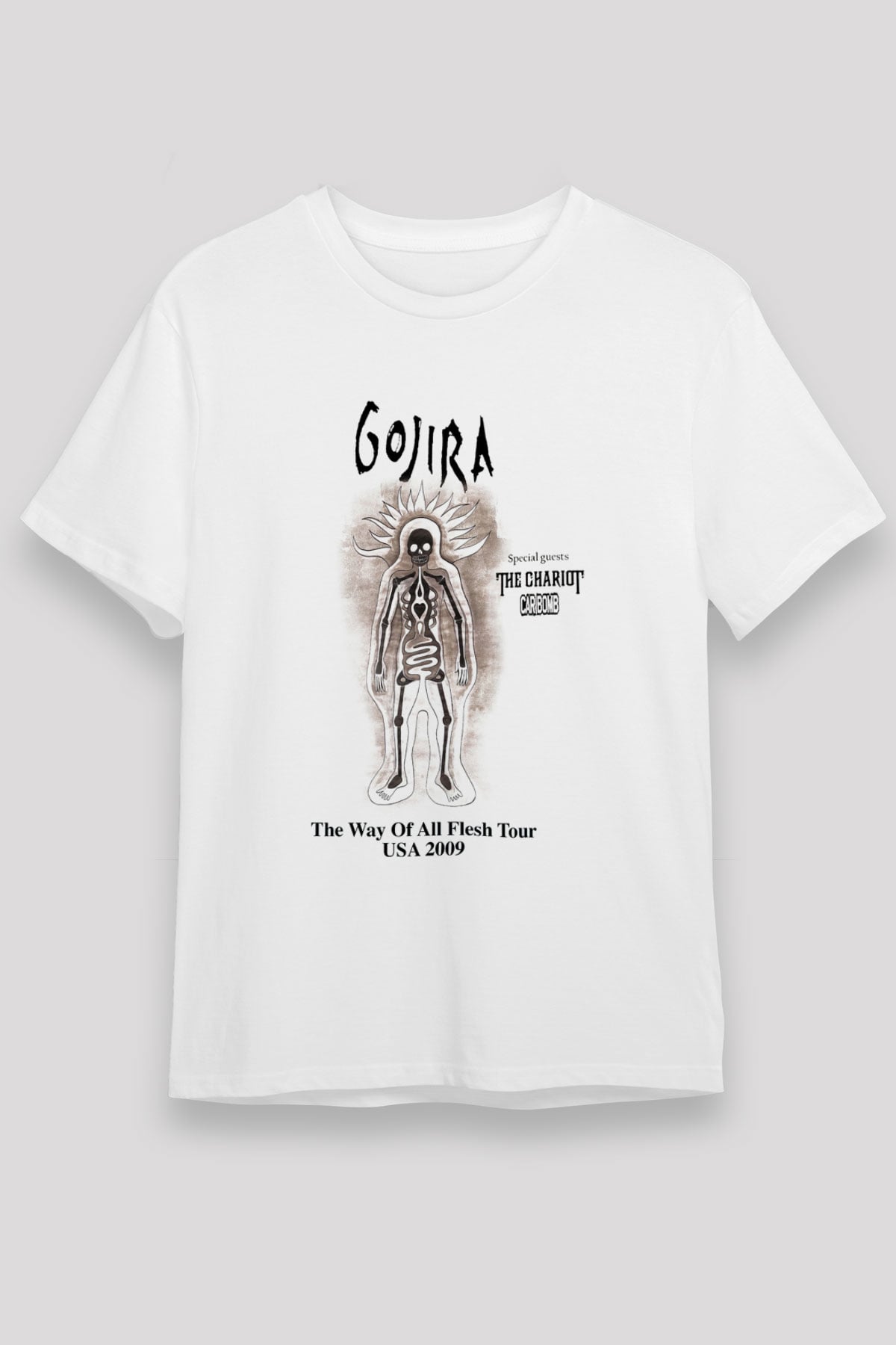 Gojira Beyaz Unisex Tişört T-Shirt - TişörtFabrikası