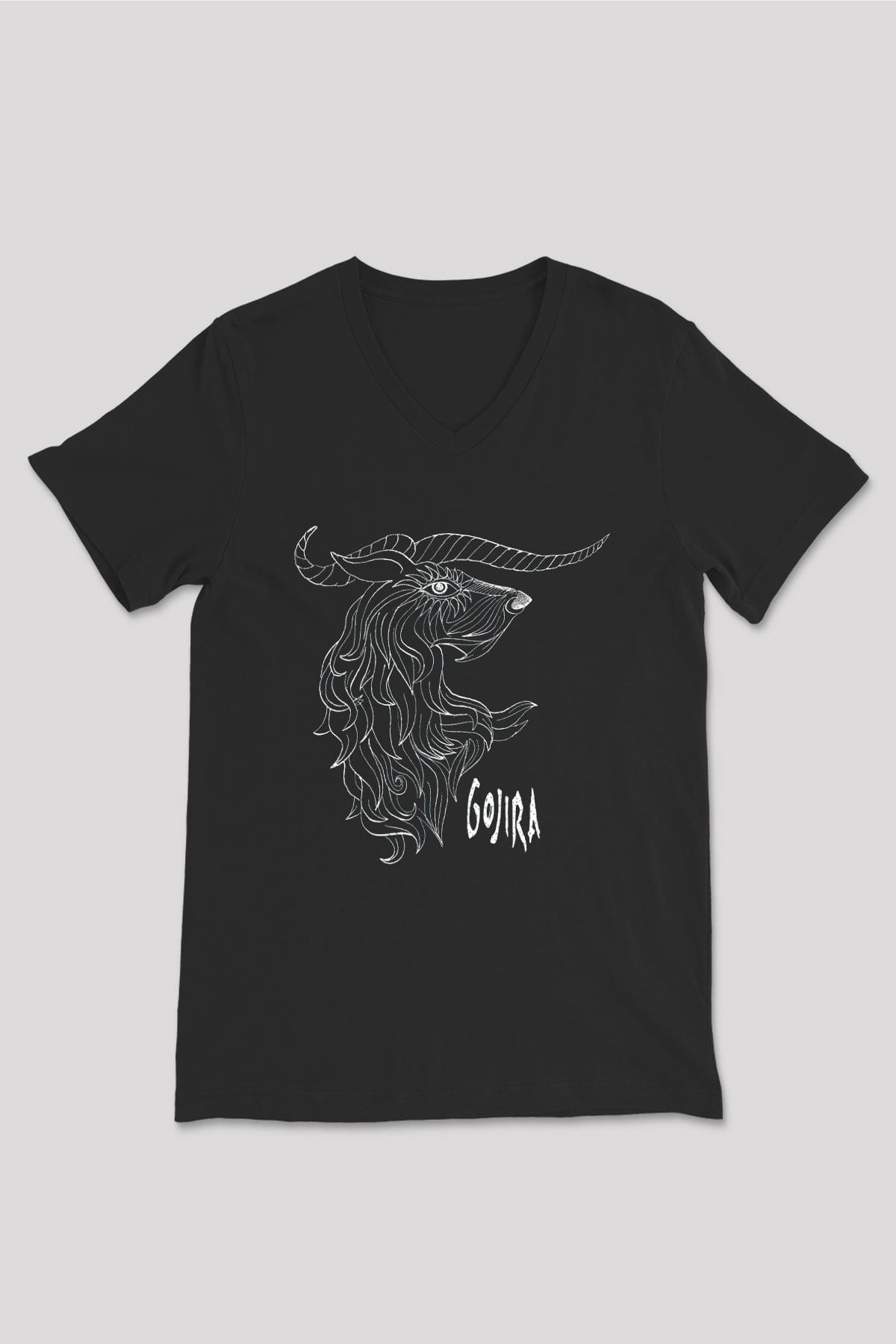 Gojira Siyah Unisex V Yaka Tişört T-Shirt