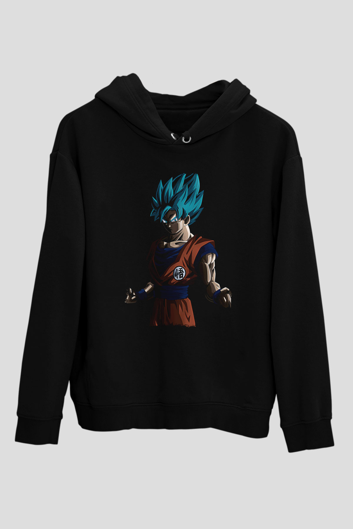 Goku Baskılı Unisex Siyah Hoodie