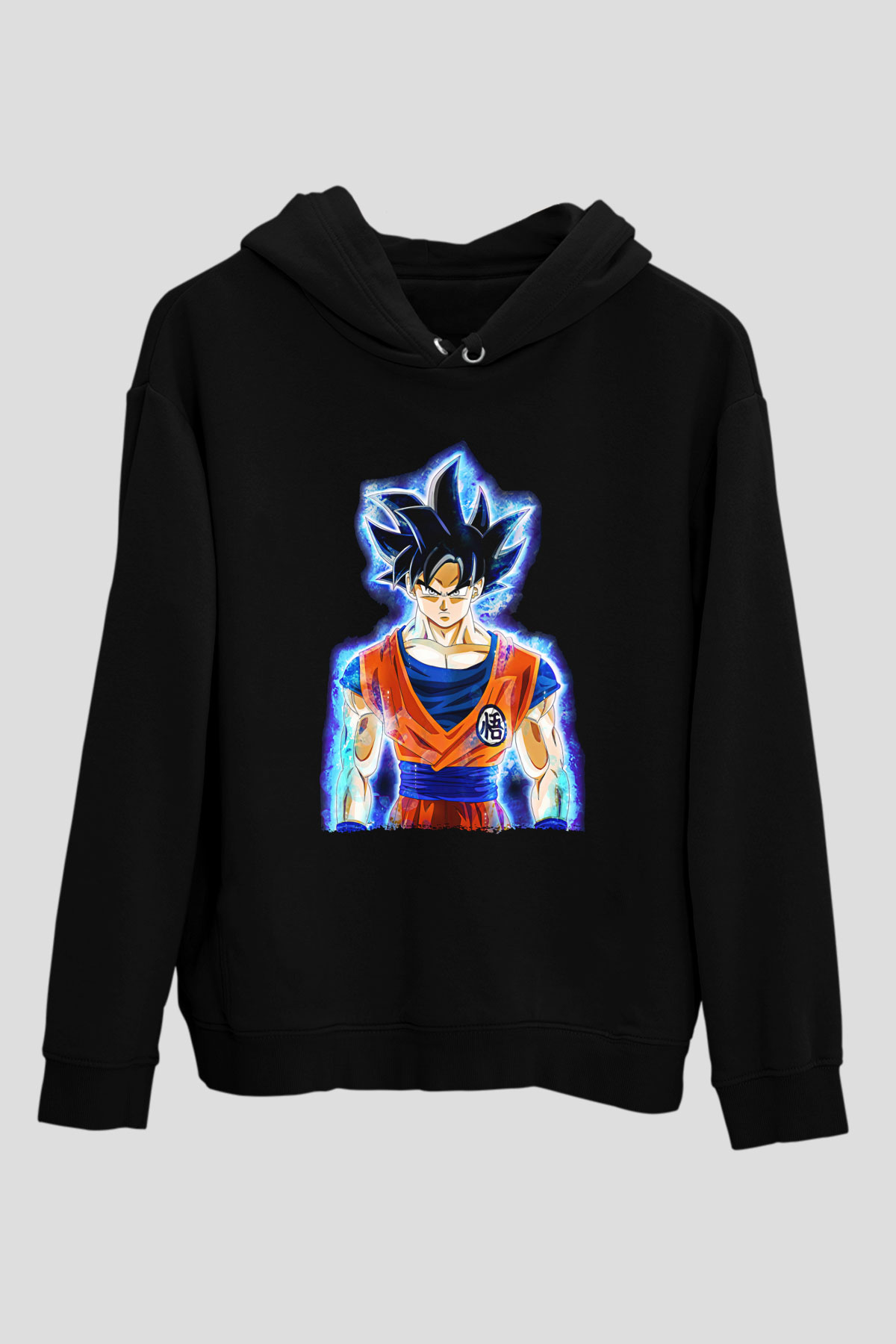Goku Baskılı Unisex Siyah Hoodie