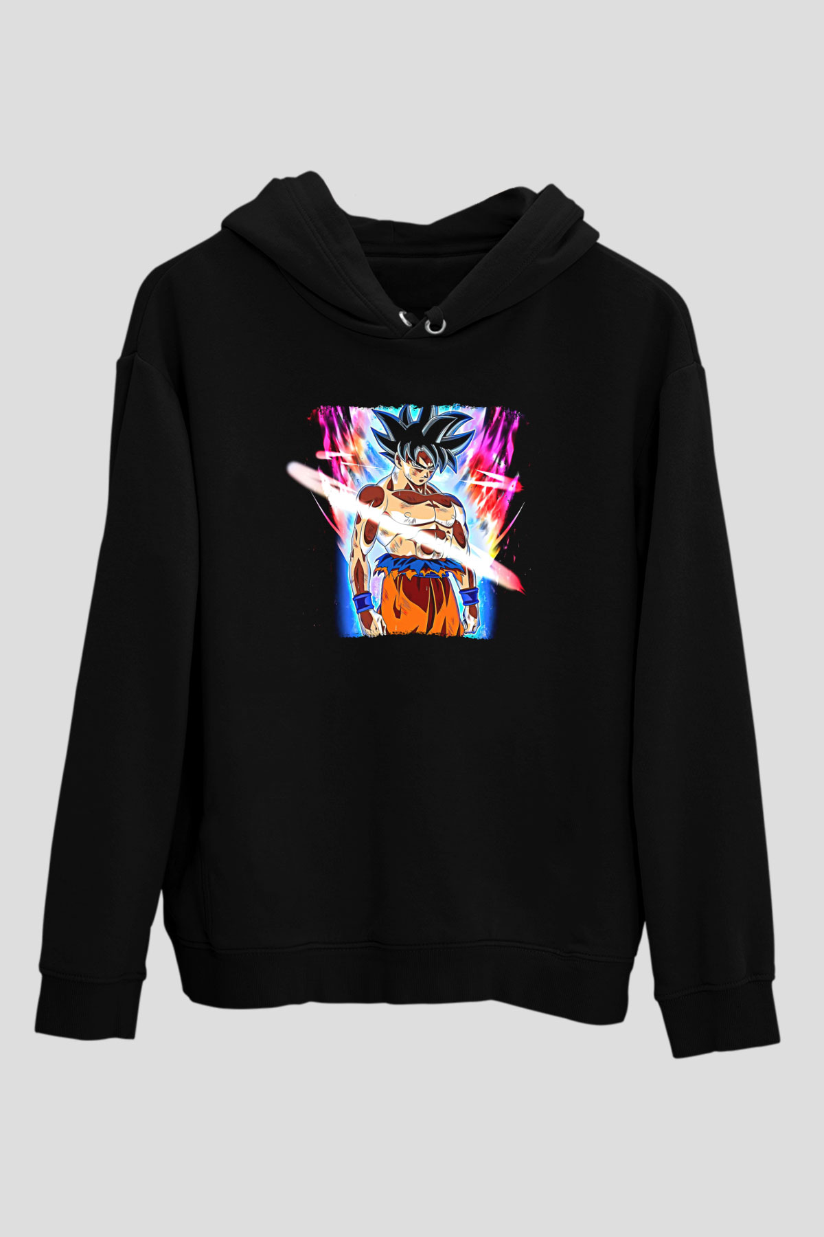 Goku Baskılı Unisex Siyah Hoodie