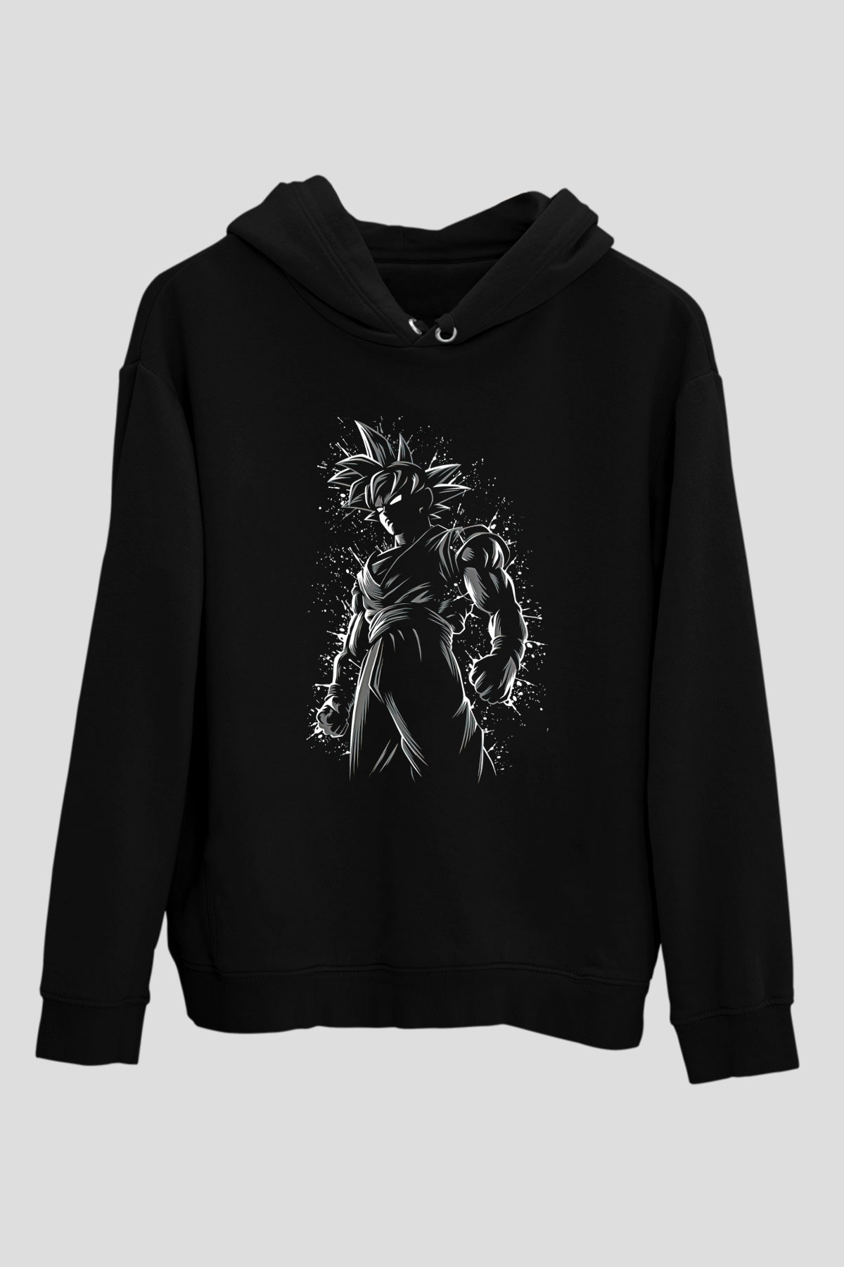 Goku Baskılı Unisex Siyah Hoodie