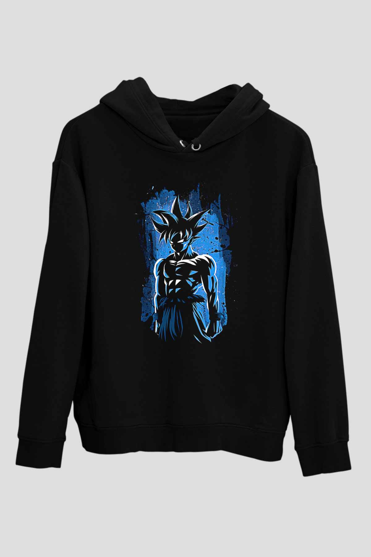 Goku Baskılı Unisex Siyah Hoodie