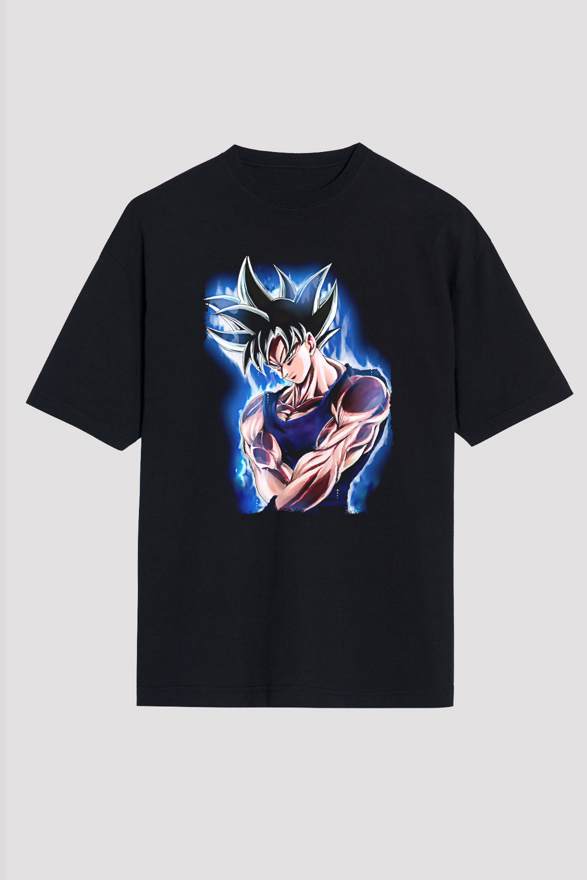 Goku Baskılı Unisex Siyah Oversize Tişört - Tshirt