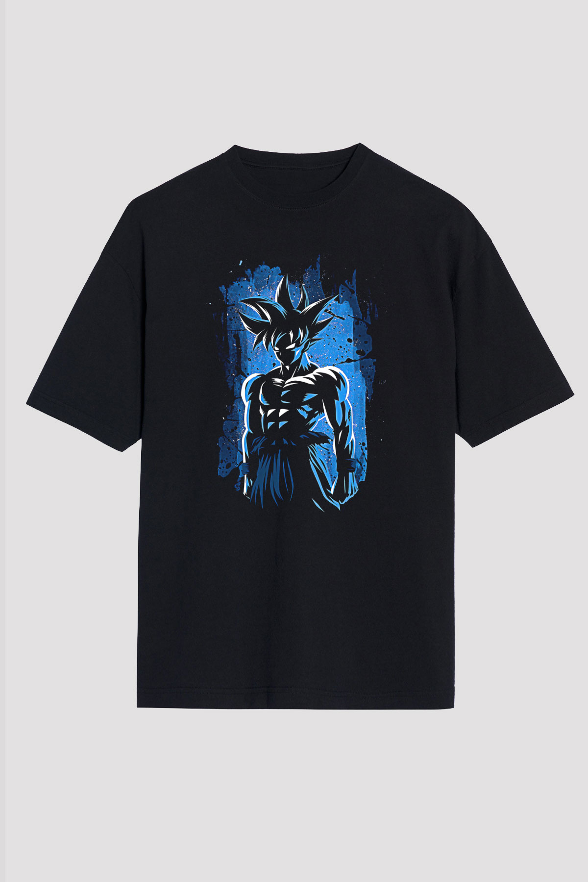 Goku Baskılı Unisex Siyah Oversize Tişört - Tshirt