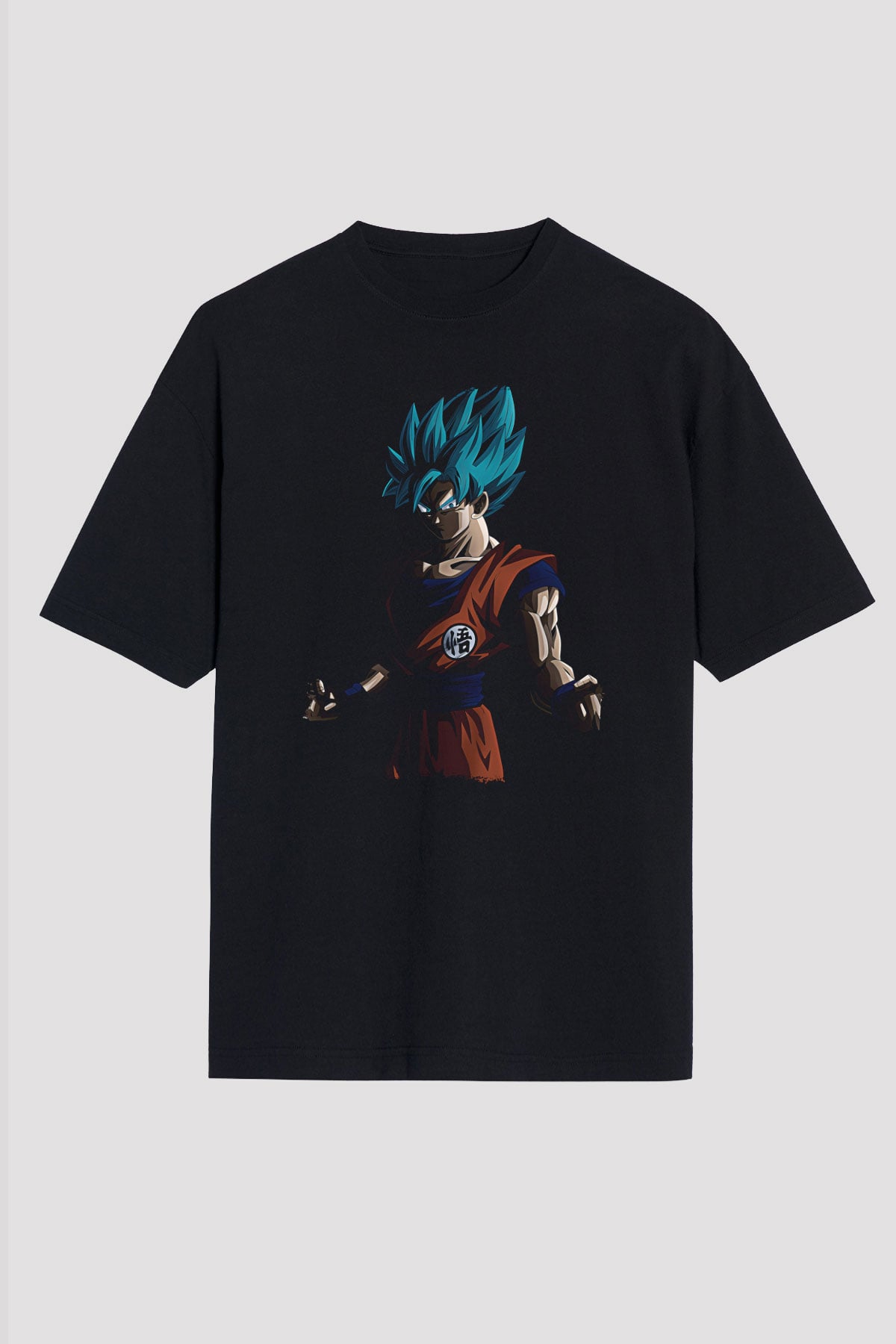 Goku Baskılı Unisex Siyah Oversize Tişört - Tshirt