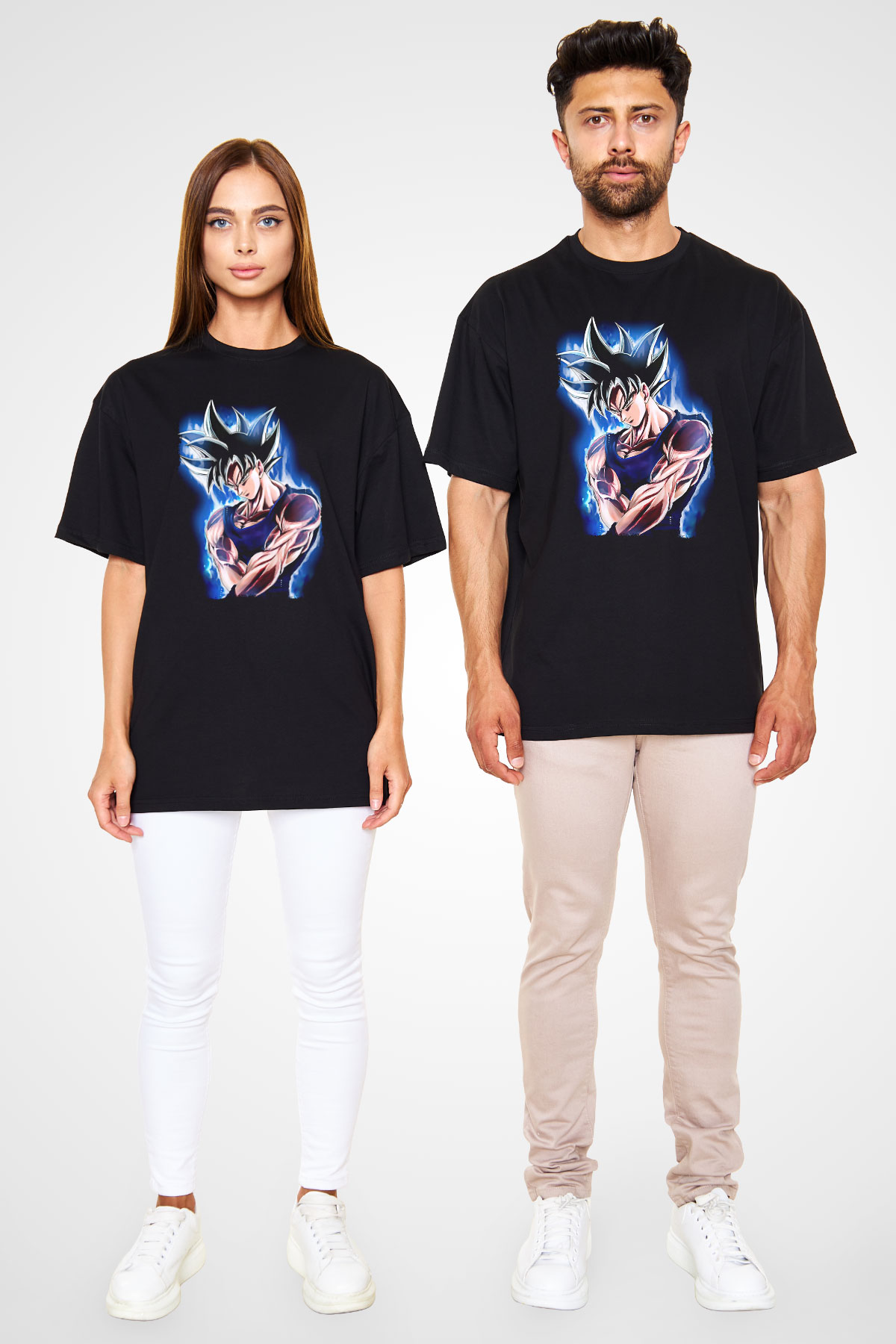 Goku Baskılı Unisex Siyah Oversize Tişört - Tshirt