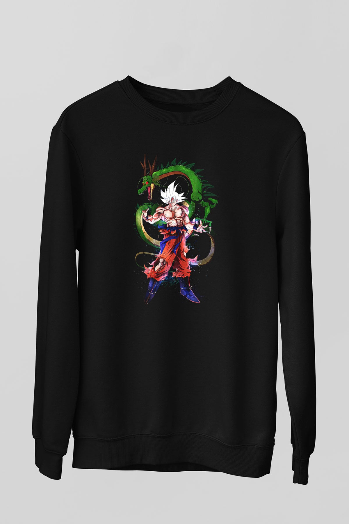 Goku Baskılı Unisex Siyah Sweatshirt