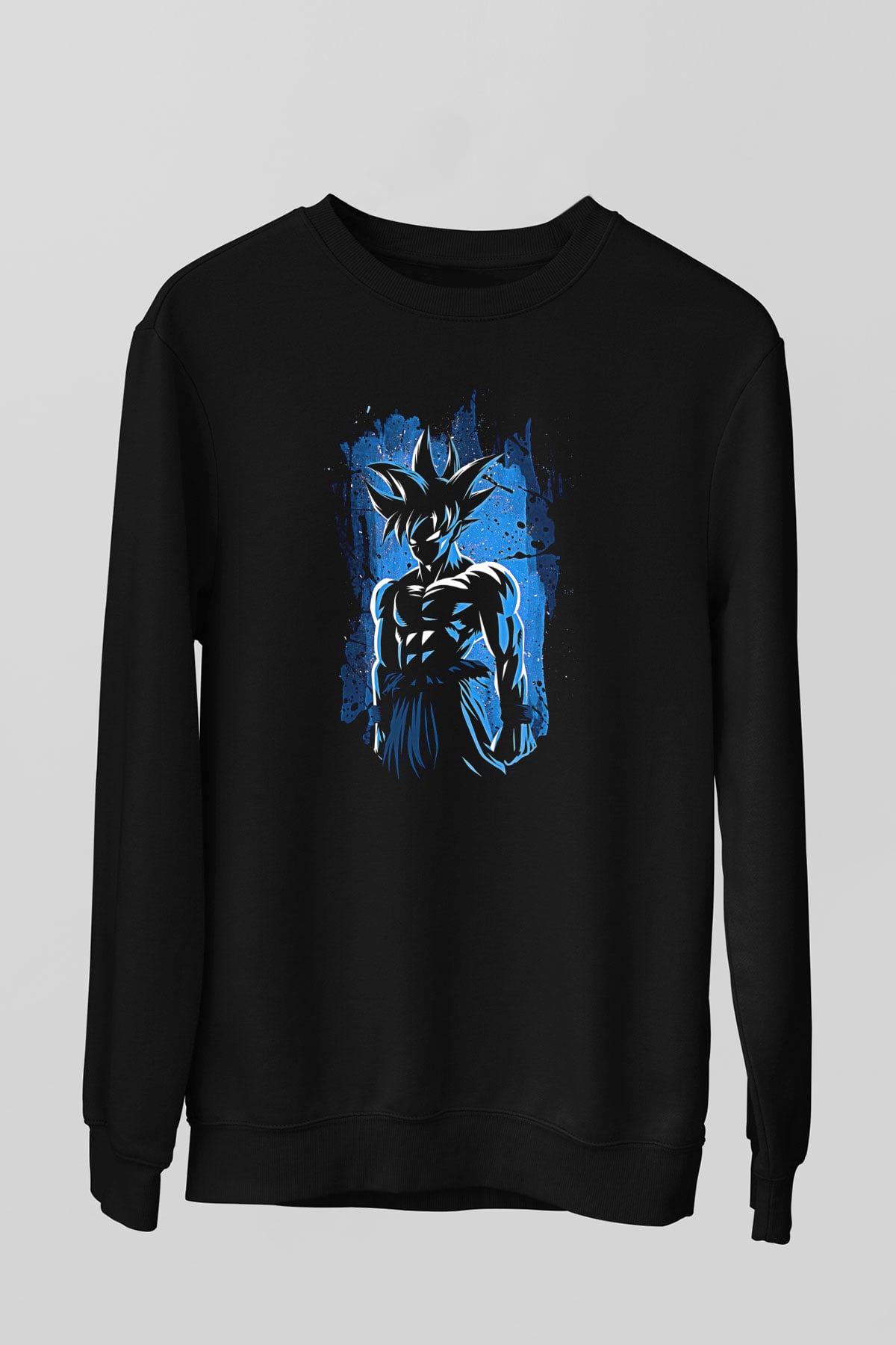 Goku Baskılı Unisex Siyah Sweatshirt