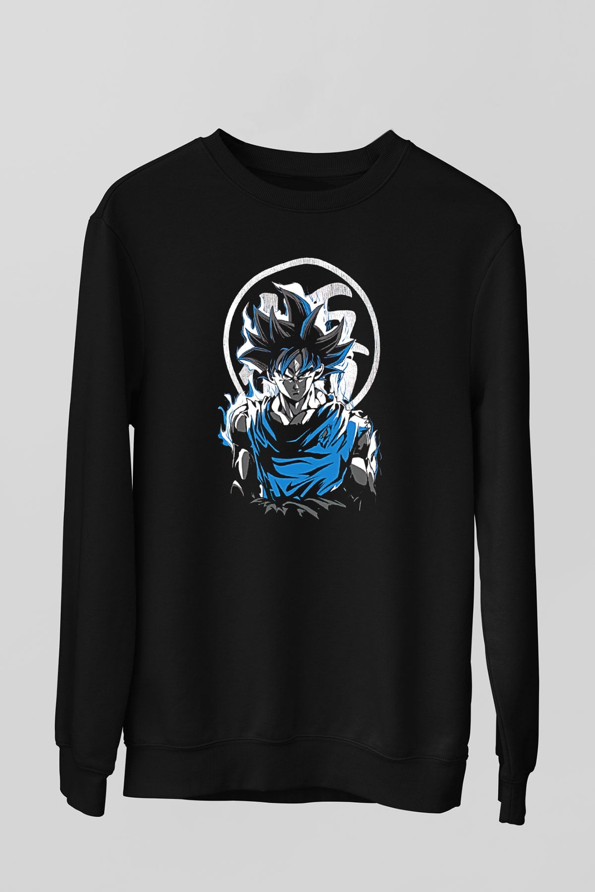 Goku Baskılı Unisex Siyah Sweatshirt