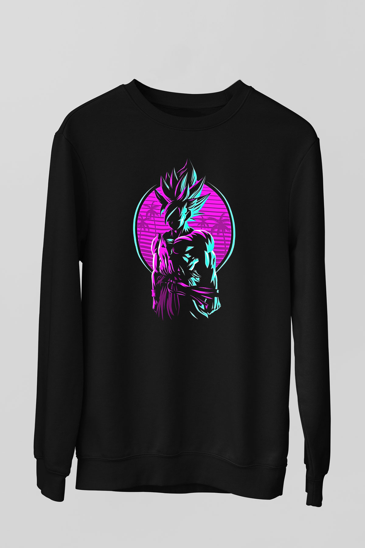 Goku Baskılı Unisex Siyah Sweatshirt