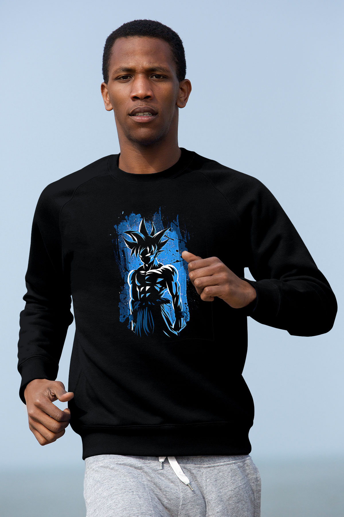 Goku Baskılı Unisex Siyah Sweatshirt