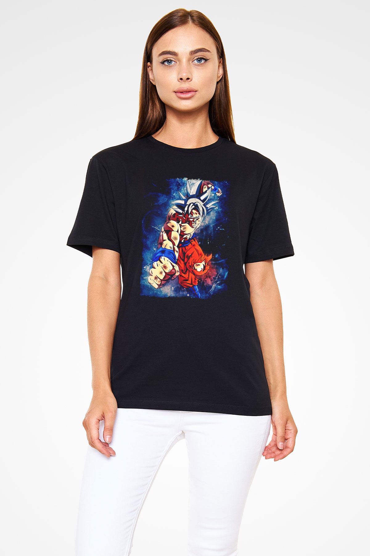 Goku Baskılı Unisex Siyah Tişört - Tshirt